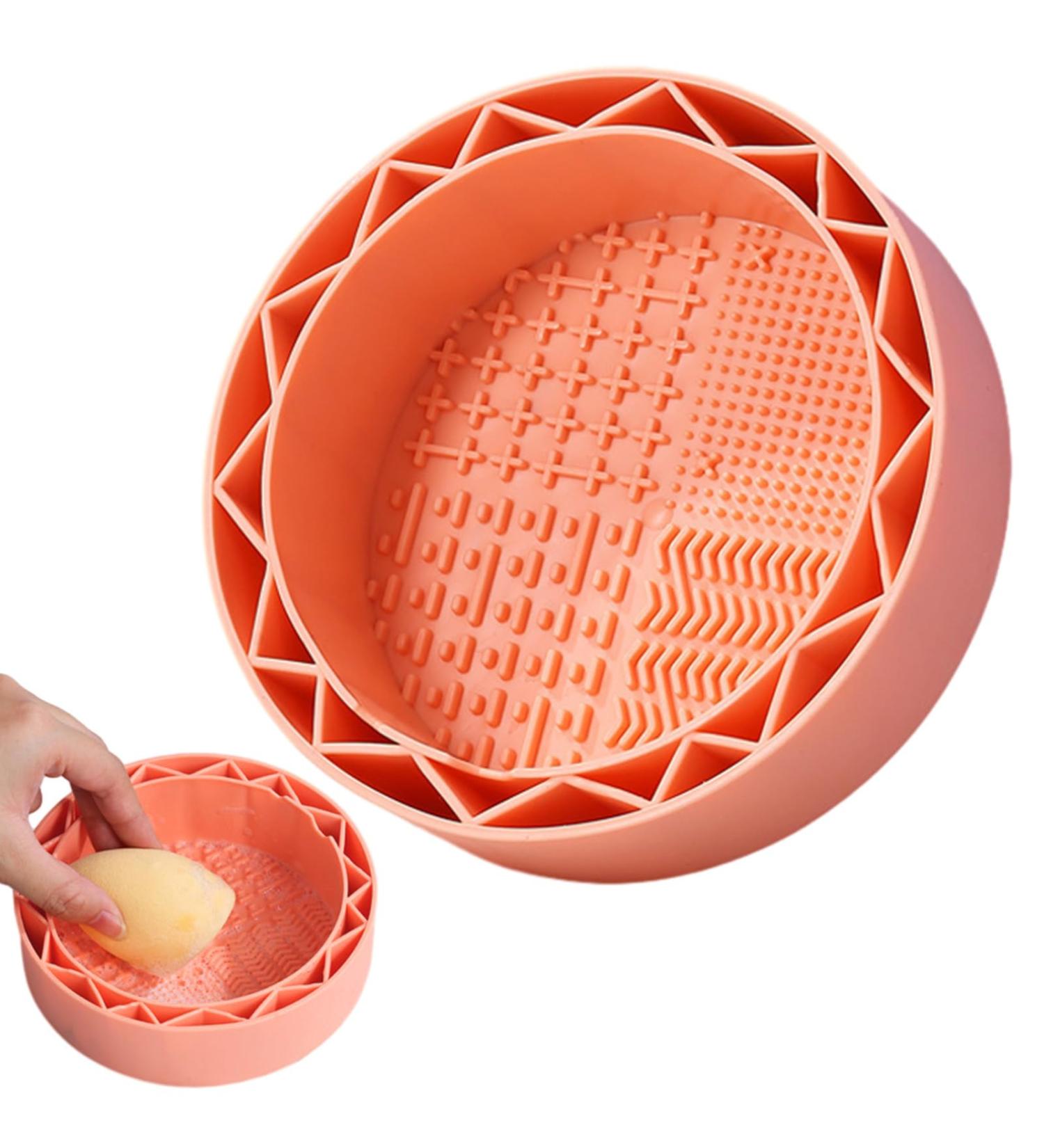 Silicone Makeup Cleaning Bowl | Multi-Purpose Bowl for Cleaning Makeup Brush - Soft Scrubber with High Elasticity for Eyeliner Brushes Cosmetic Sponge Blush Brush Neflum Orange1 - Buy Online on GoSupps.com