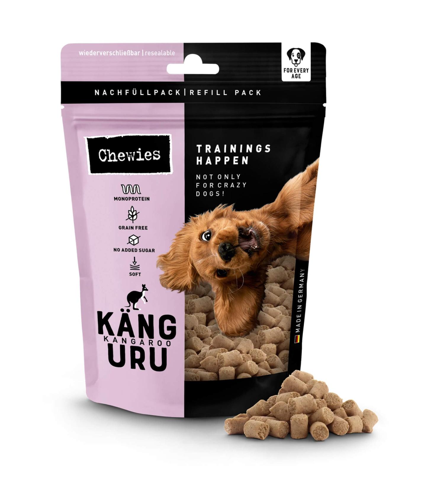 Chewies Grain-Free Kangaroo Dog Treats - Soft Sugar-Free Monoprotein Delicacies (6x175g) - Eco-Friendly Packaging - Made in Germany - Buy Online on GoSupps.com