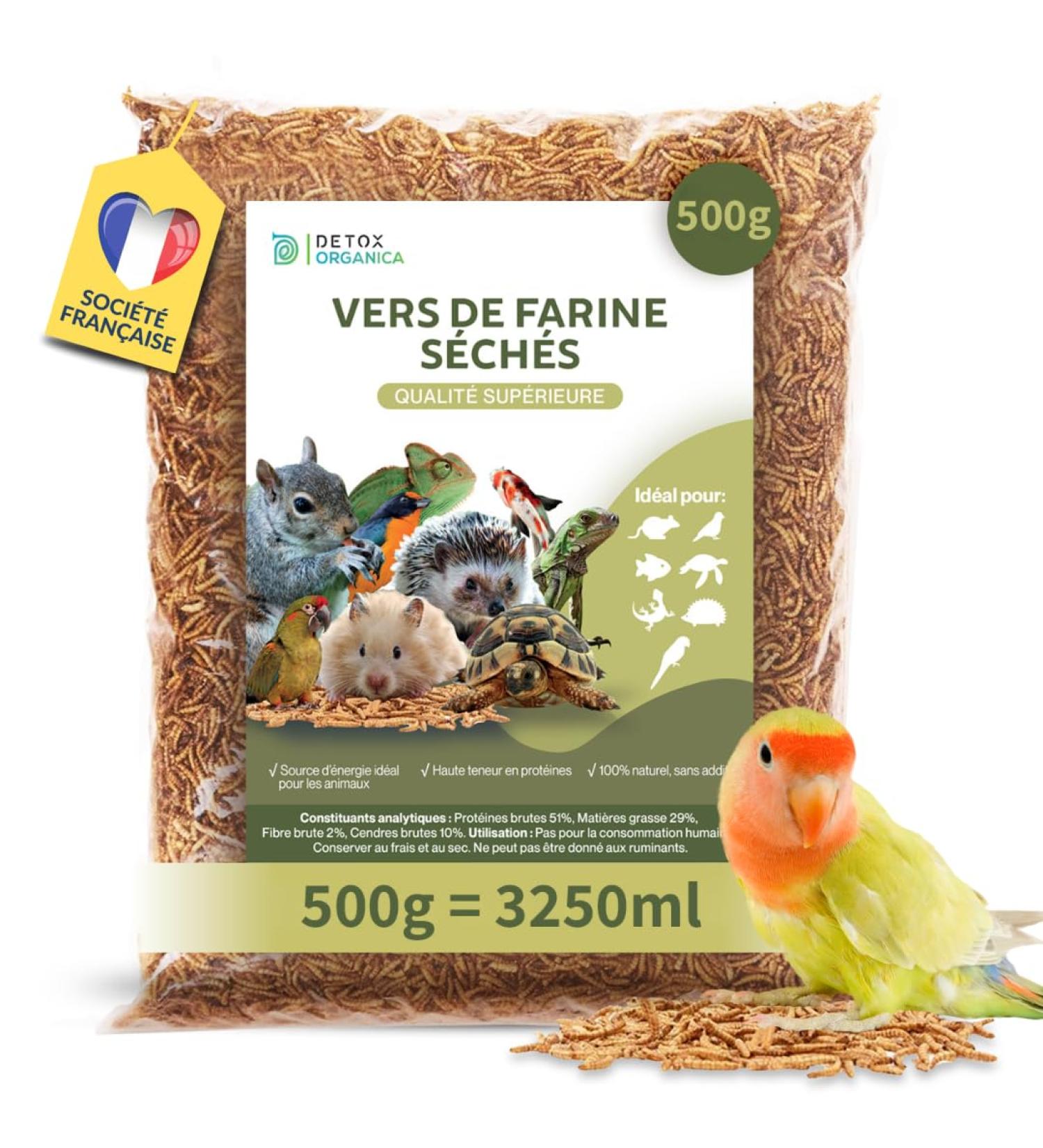 Dried Mealworms 500g 3250ml - Premium Quality Treat for Birds Hedgehogs Turtles Reptiles Fish Rodents - Buy Online on GoSupps.com