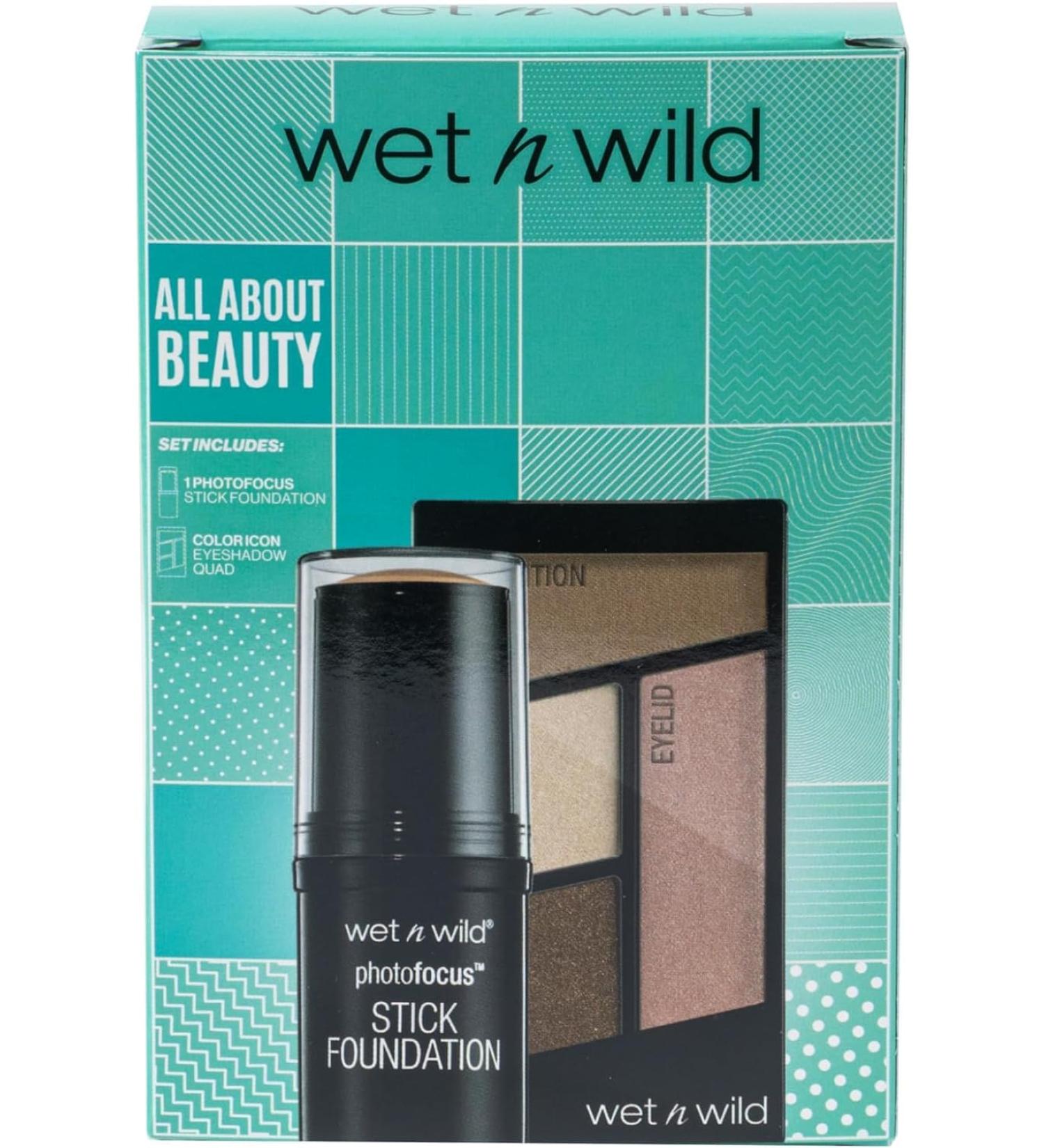 Wet n Wild All About Beauty Set Make-up Set with Photo Focus Stick Foundation in Soft Beige Shade & Color Icon Eyeshadow Quad Set for Long-Lasting Face Make-up and Intense Moisture - Buy Online on GoSupps.com