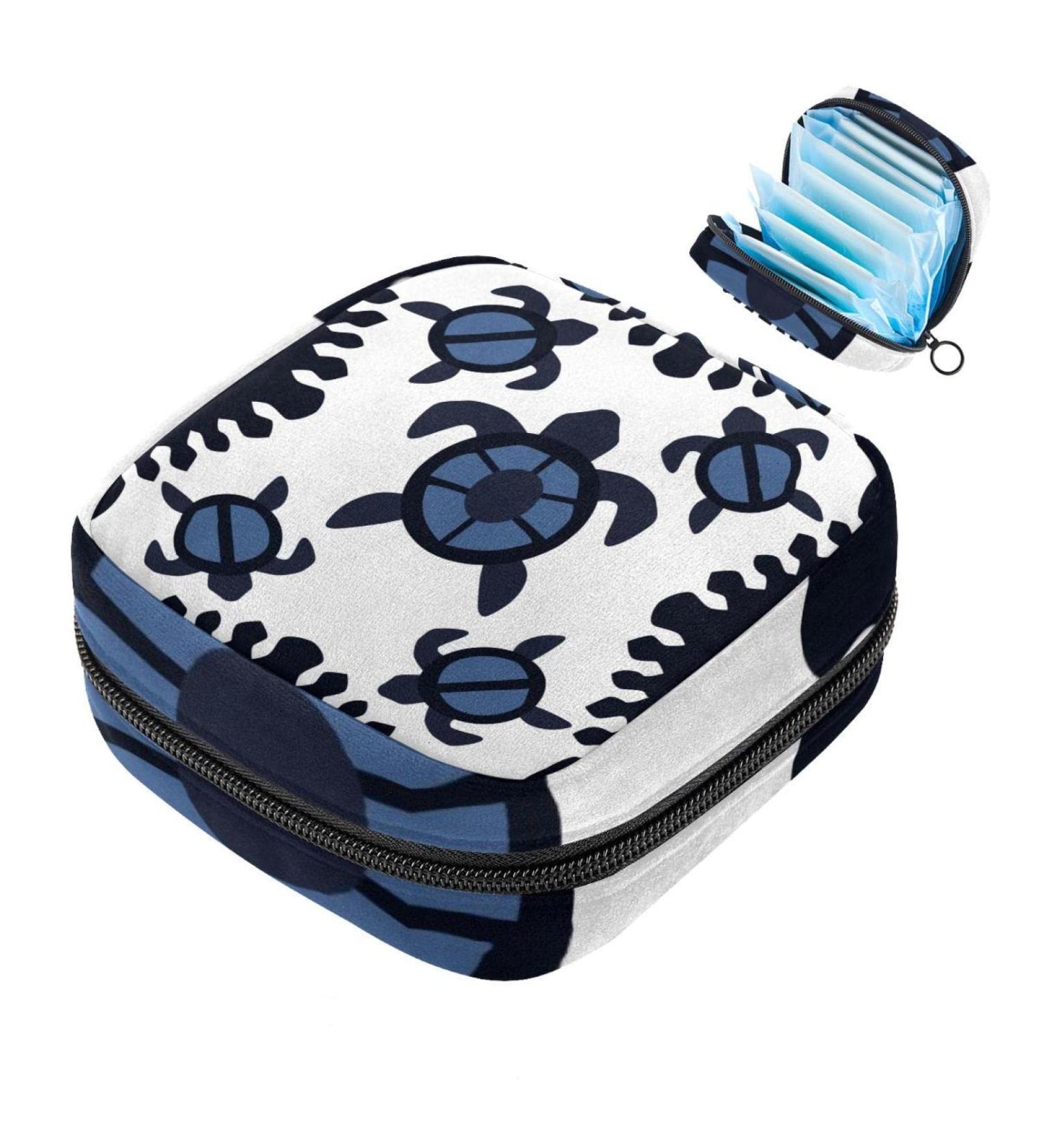 Menstruation Pad Bag with Zipper - Cute Sea Turtle Women's Napkin & Tampon Collection Bag - Buy Online on GoSupps.com