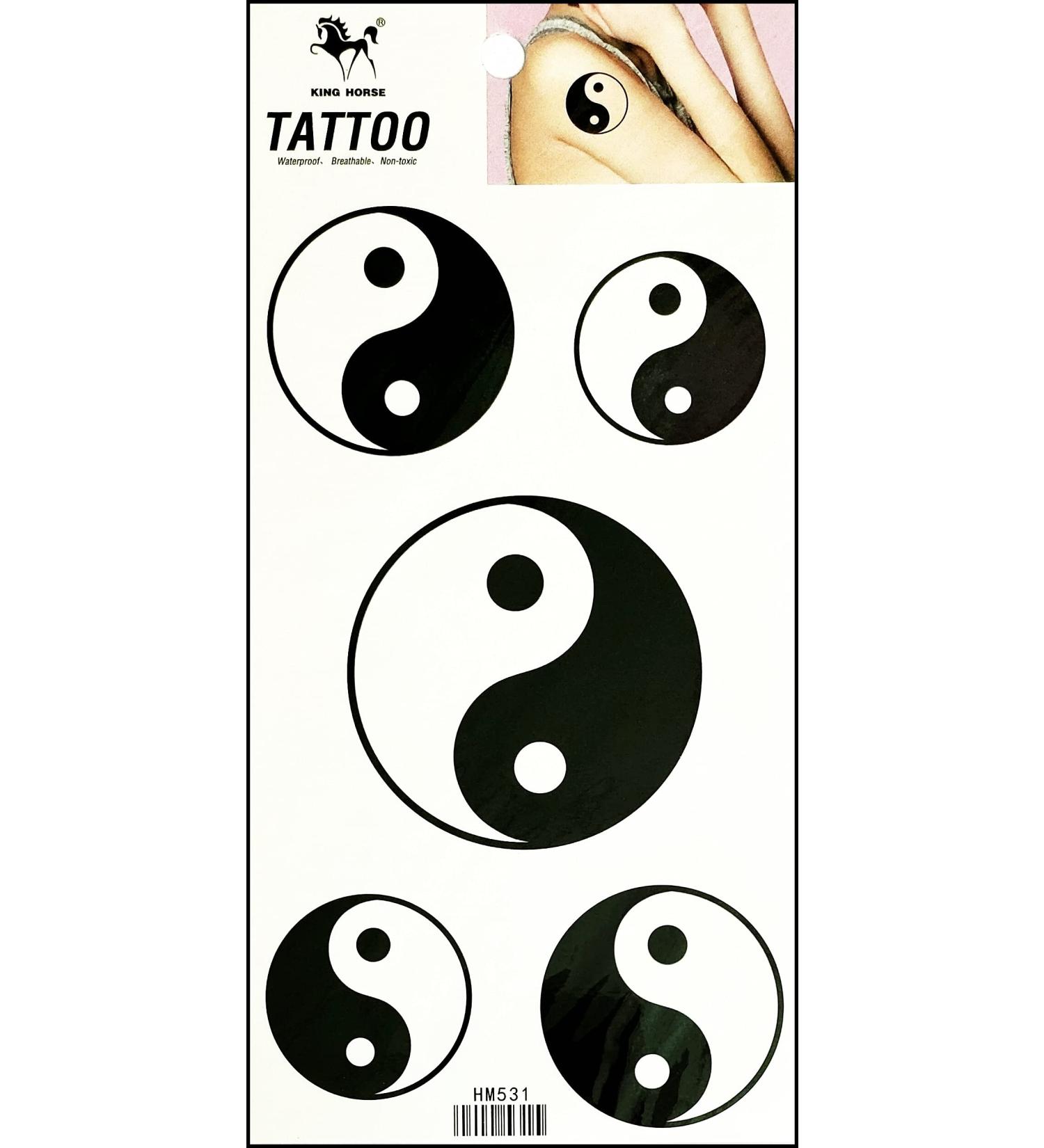 Yin Yang Temporary Tattoos - Waterproof Taoism Symbol Sticker - 8X4 Inch Sheet for Men and Women - Buy Online on GoSupps.com
