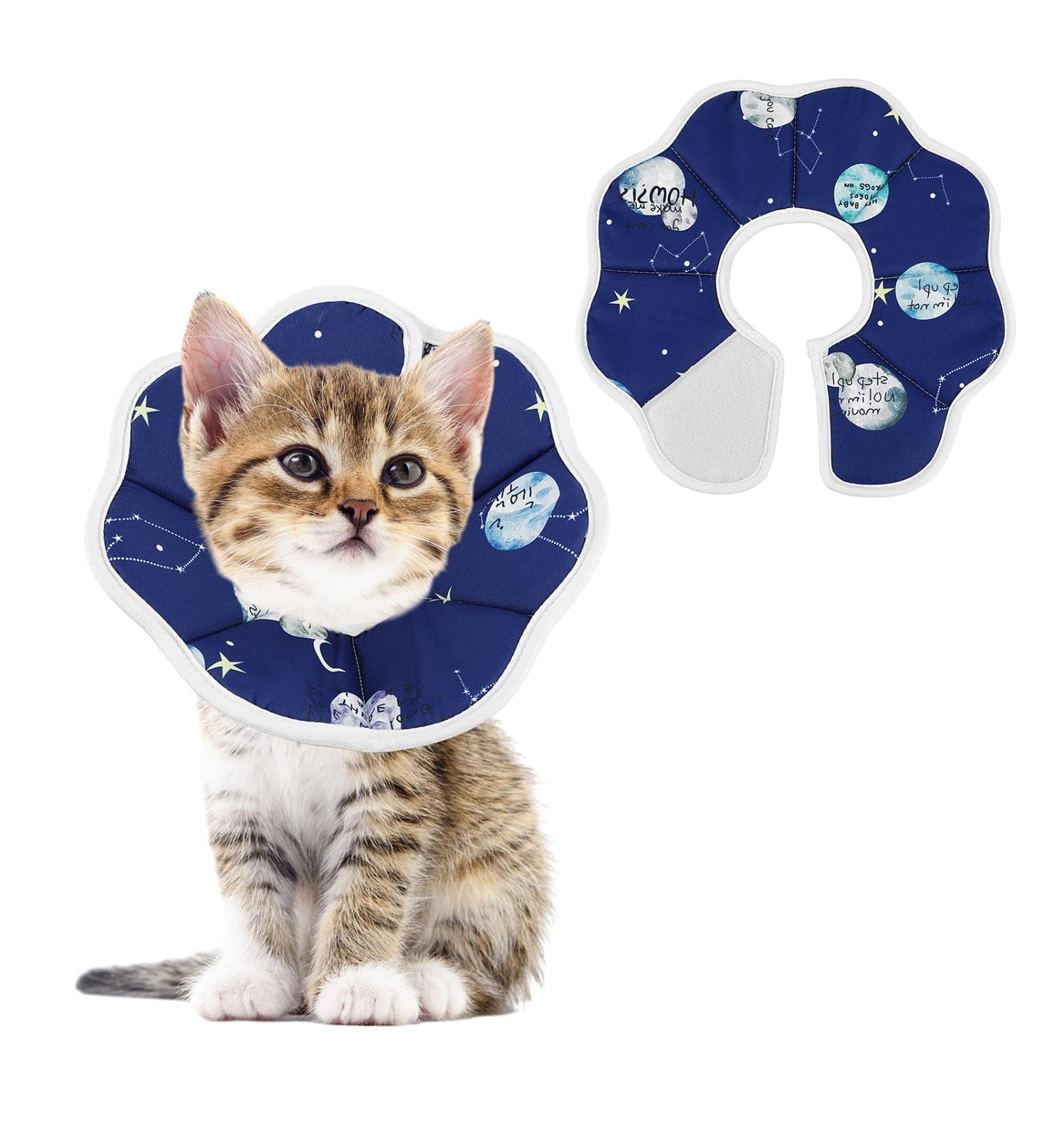 TIESOME Small Cat Cone Collars Adjustable Kitten Recovery Cone Collar After Surgery Fasteners Collars for Small Cats Protective Cat Recovery E-Collar 6.3-9inch Neck Diameter(S Size Constellation) - Buy Online on GoSupps.com