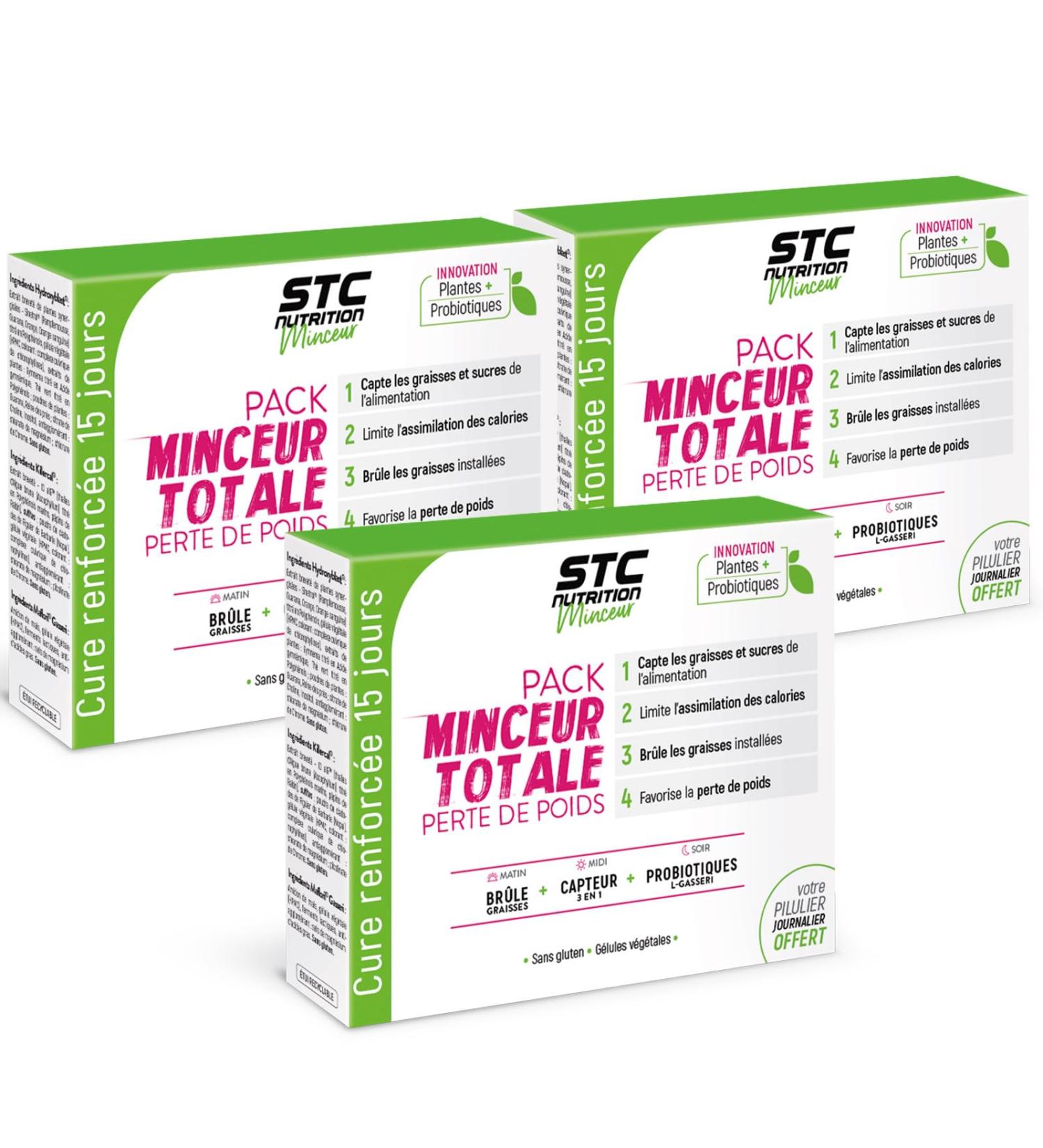 STC NUTRITION - Total Slimming Pack - 3 in 1 Weight Loss Treatment - Burns & Destocks Installed Fat - Vegan Friendly - Natural Active - Gluten Free - Pill Box Included - Pack of 3 - Buy Online on GoSupps.com