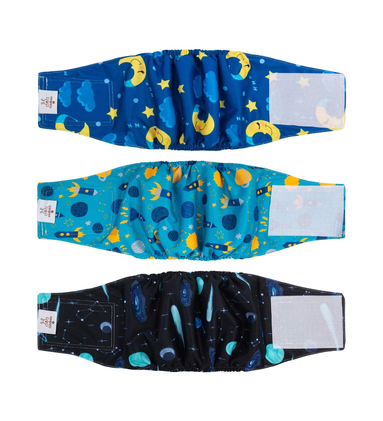 Cutebone Male Washable Dog Diapers - 3 Reusable Belly Bands for Male Dogs (28-35.5cm) | High-Suction Comfort | Ideal for Potty Training & Travel - Buy Online on GoSupps.com