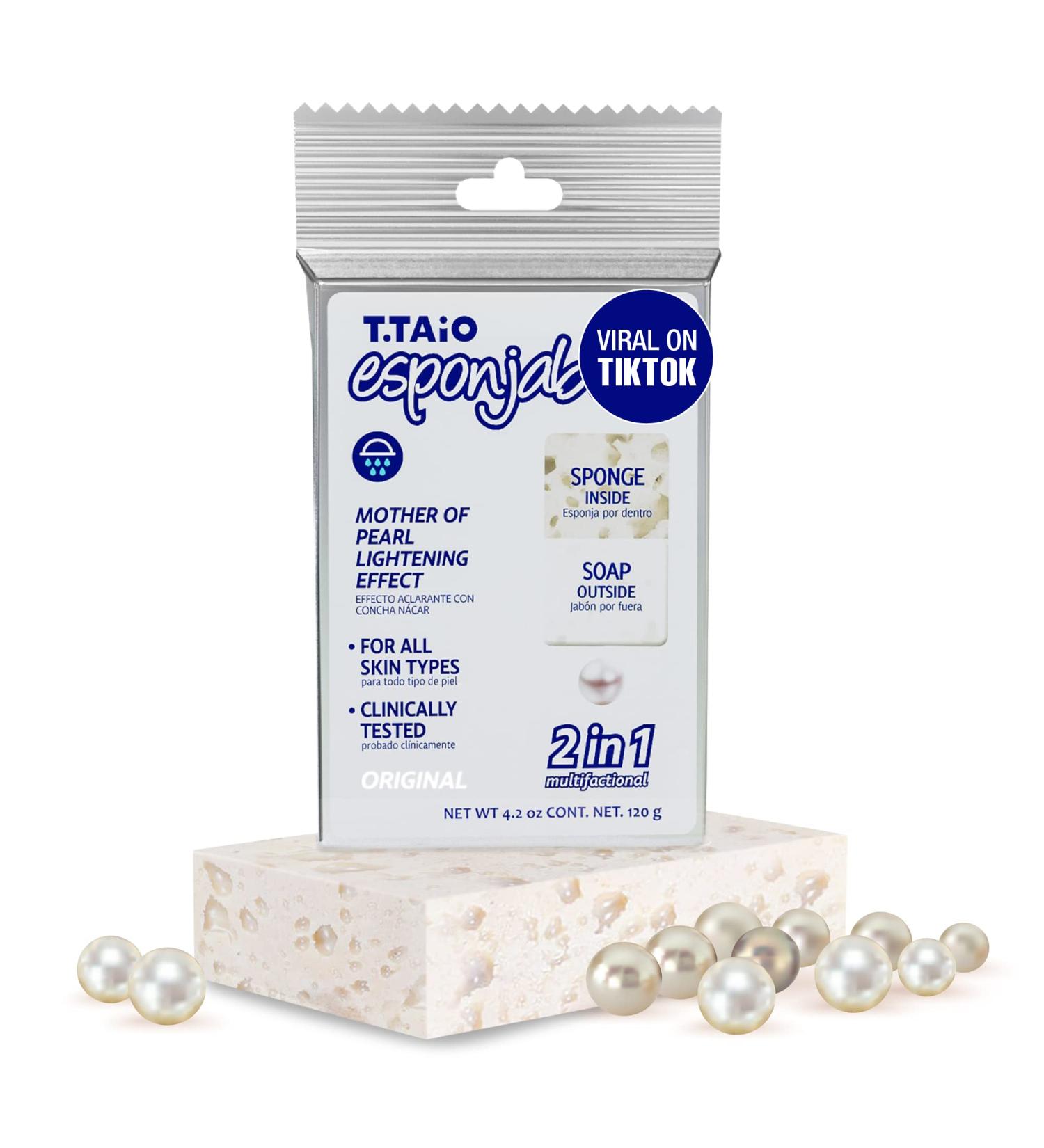 Mother of Pearl Soap Sponge - Gentle Shower Scrubber for Bath Wash - Removes Dirt and Oil - Massage Foot, Elbow, and Face - Bathroom Accessories with Fresh Nacre Scent - Buy Online on GoSupps.com