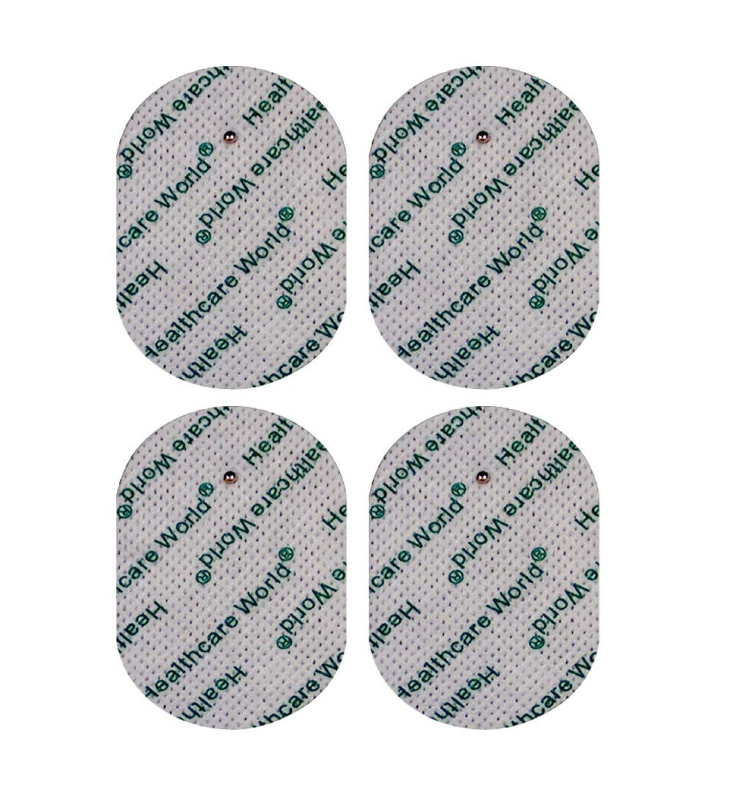 Tens Electrode Pads - Oval Self-Adhesive Electrodes (Pack of 4) for Omron E2 & E4 - 2.2mm Bolt Connection - Buy Online on GoSupps.com