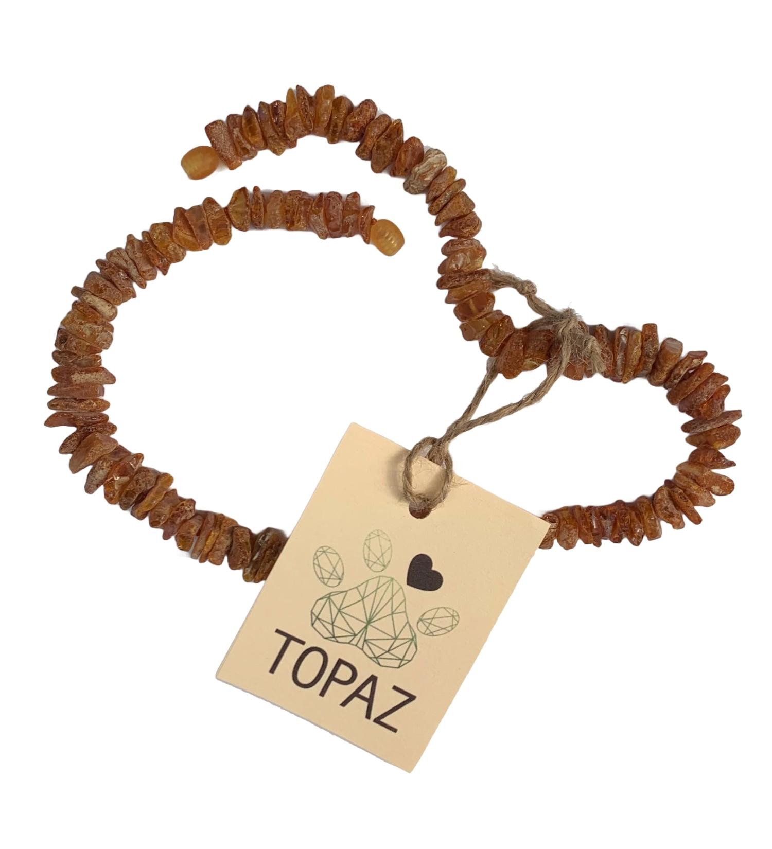TOPAZ Amber Necklace for Dogs & Cats - Natural Tick and Flea Protection Handmade 25 cm - Buy Online on GoSupps.com
