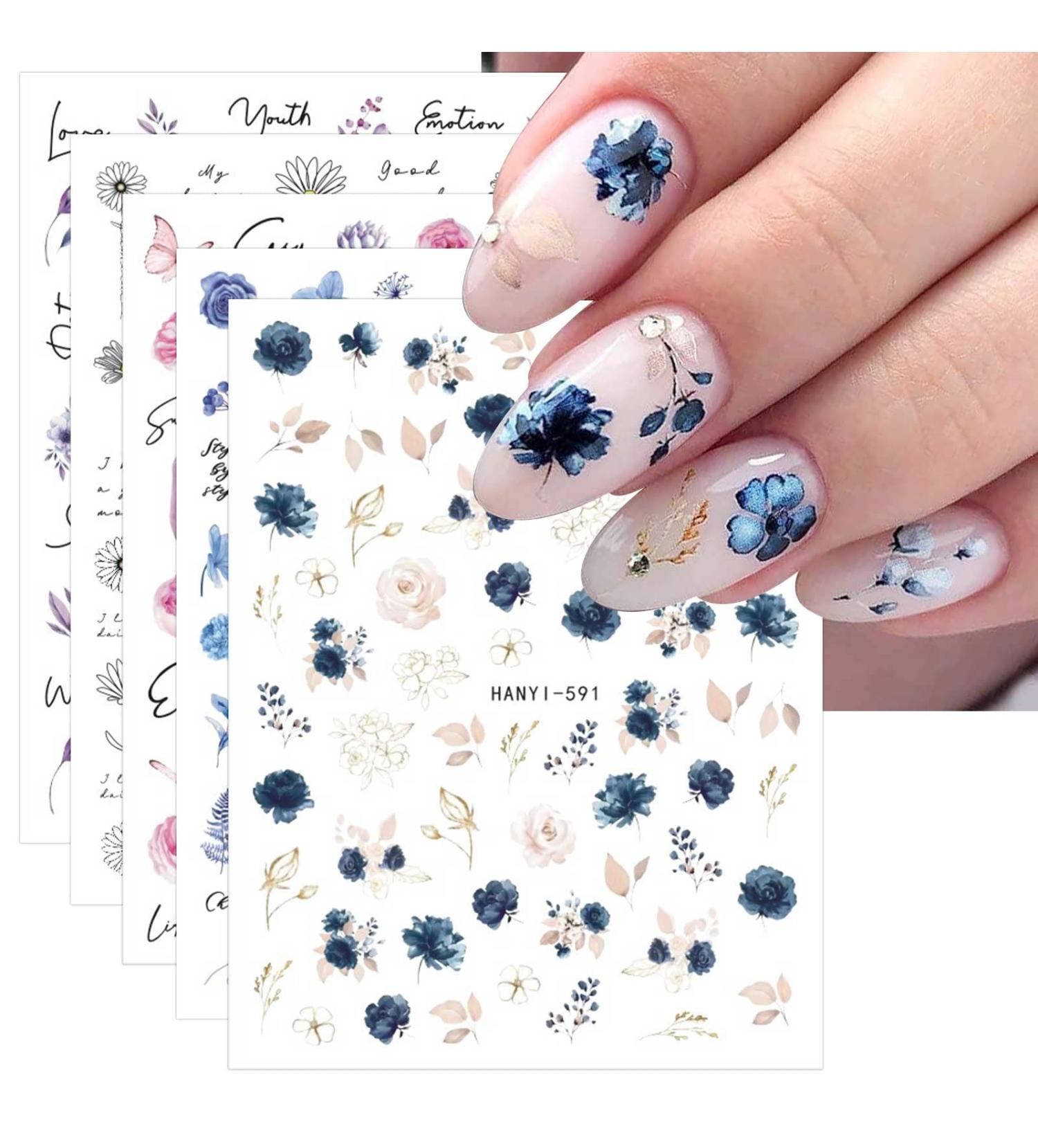 JMEOWIO 9 Sheets Spring Flower Nail Art Stickers Decals Self-Adhesive Colorful Summer Floral Nail Supplies Nail Art Design Decoration Accessories - Buy Online on GoSupps.com