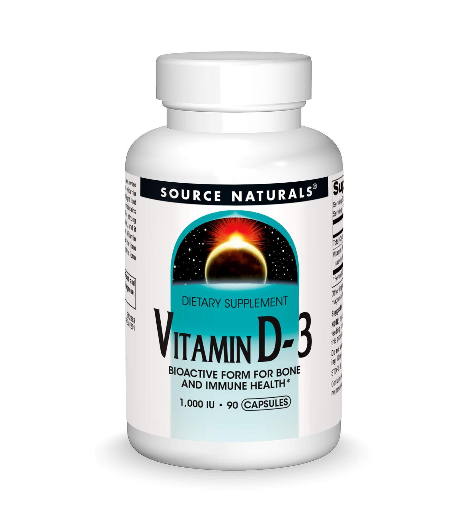 Source Naturals Vitamin D-3 1000 IU - Bone & Immune Health Support - 90 Capsules - Buy Online on GoSupps.com