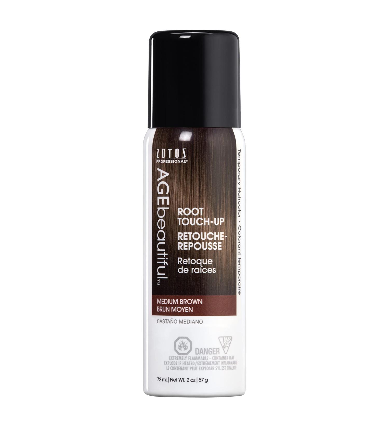 AGEbeautiful Root Touch Up Hair Color Spray | Gray Concealer for Temporary Cover Up | Black/Brown/Blonde/Red Medium Brown - 1.5 oz - Buy Online on GoSupps.com