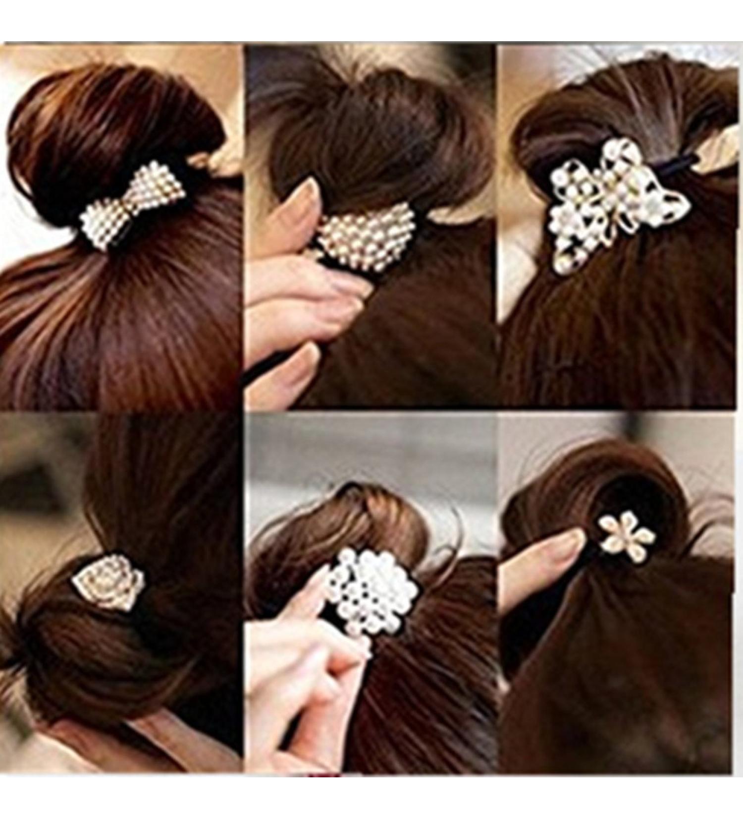 Cuhair Hair Scrunchies for Girls - 6 Pack Assorted Designs with Pearls & Crystals | International Shipping - Buy Online on GoSupps.com