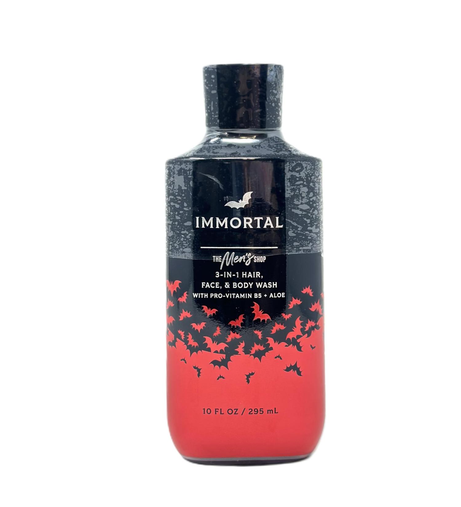 Bath and Body mens 3 in 1 hair face and body wash with vitamin Shower gel (10 fl oz / 295 ml Immortal) 10 Fl Oz (Pack of 1) Immortal