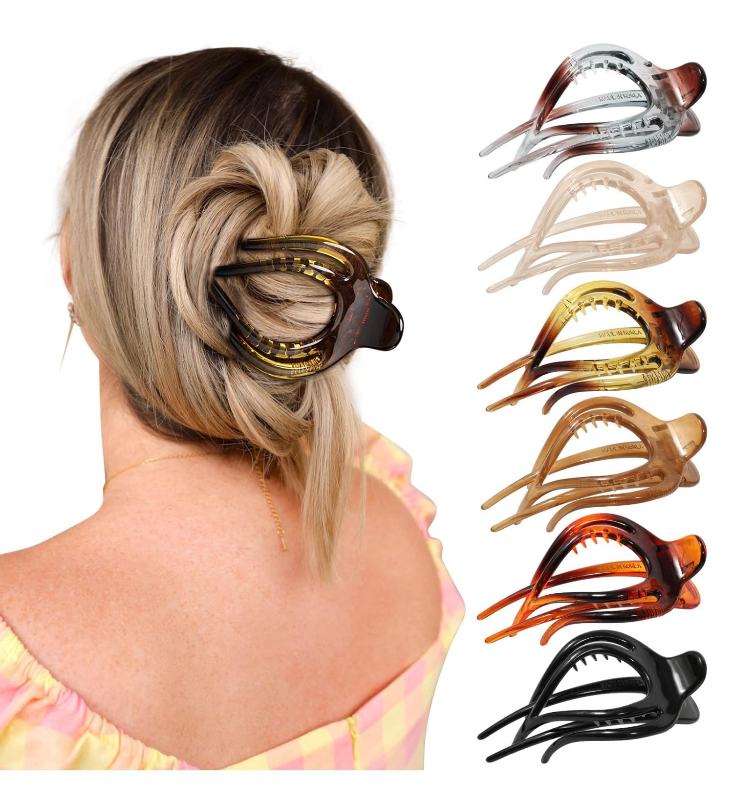 French Concord Flat Hair Clips - 6PCS Curved Hair Claw Set for Women Girls - Buy Online on GoSupps.com