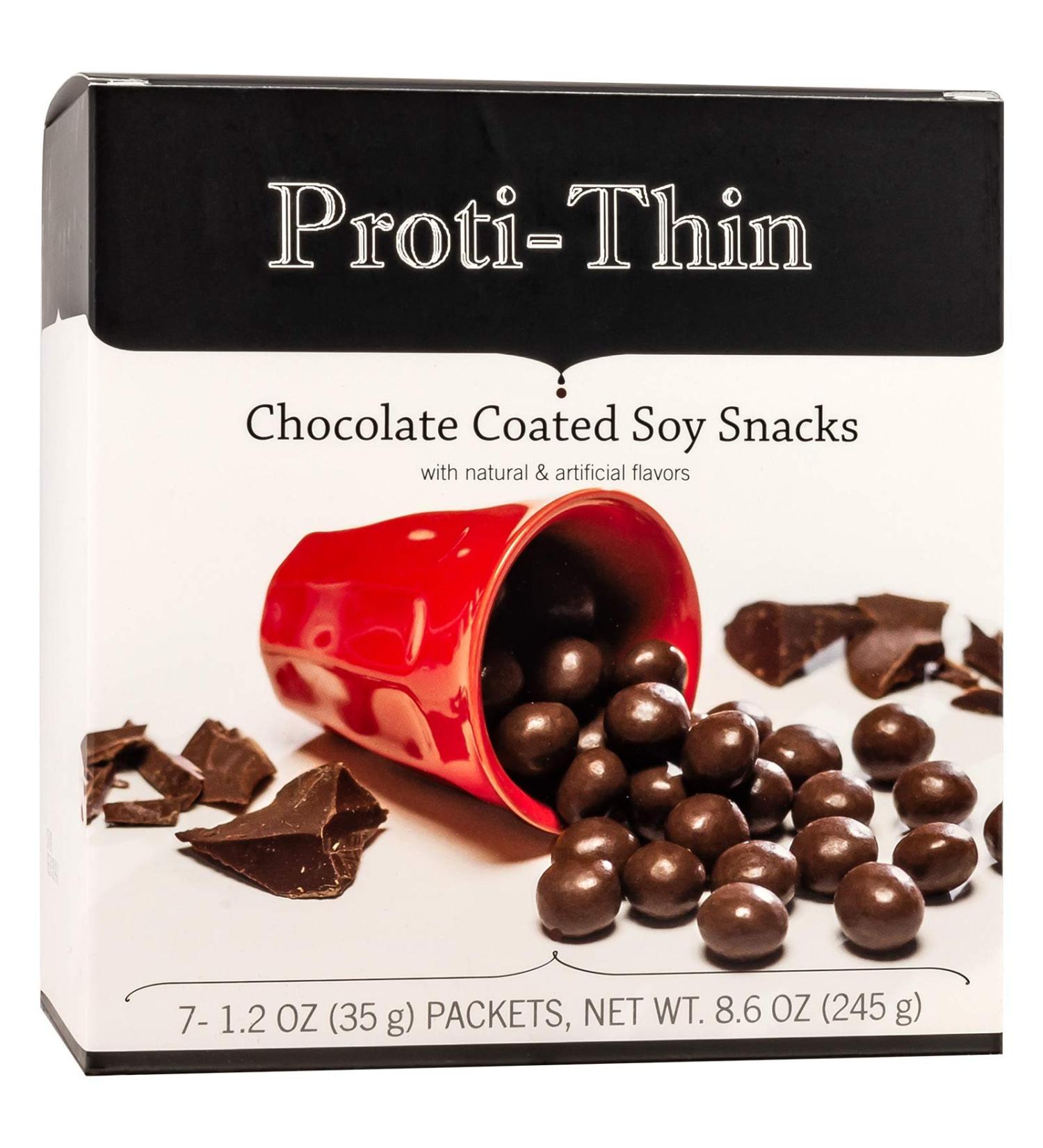 Proti-Thin Chocolate Coated Soy Snacks 15g Protein Low Calorie Low Fat Low Carb Diet Protein Puffs KETO Friendly Ideal Protein Compatible 7 Count Box - Buy Online on GoSupps.com