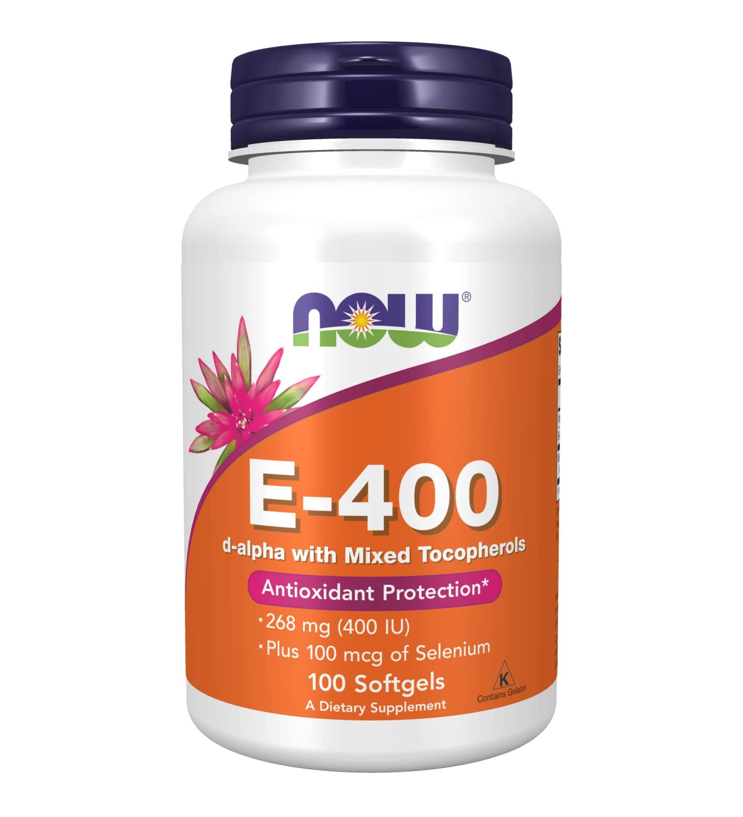 NOW Vitamin E-400 IU Mixed Tocopherols - Antioxidant Protection - 100 Softgels - Buy Online on GoSupps.com