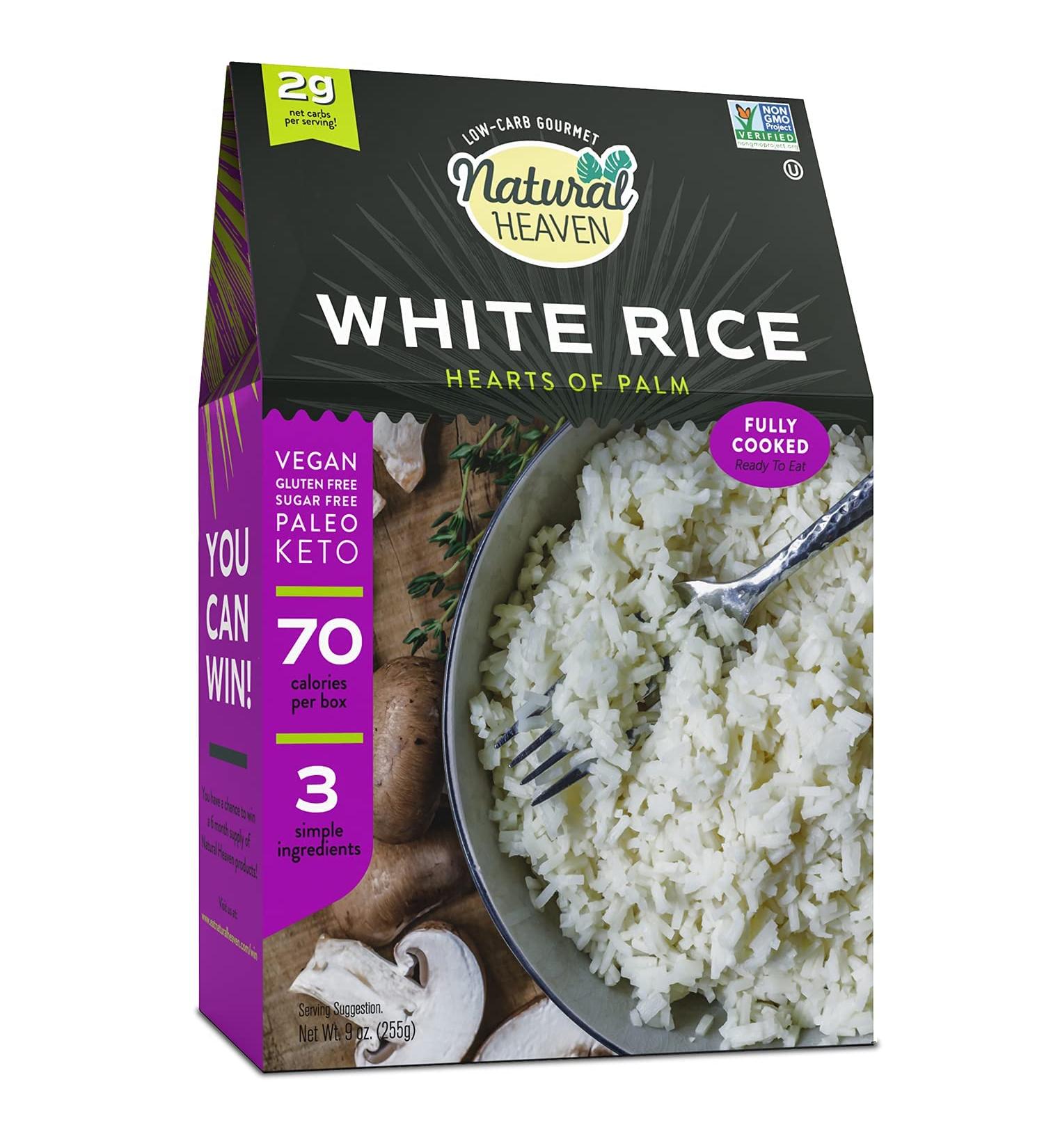 Natural Heaven Hearts of Palm White Rice - Gluten-Free, Low Carb, High Fiber, Keto, Paleo, Vegan - 9oz - Buy Online on GoSupps.com