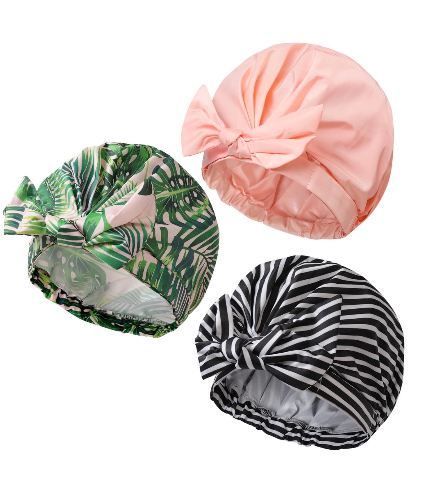 Waterproof Shower Cap Set - Reusable & Adjustable for Women | Double Layer Protection | Ideal for Long & Short Hair | Set of 3 - Buy Online on GoSupps.com
