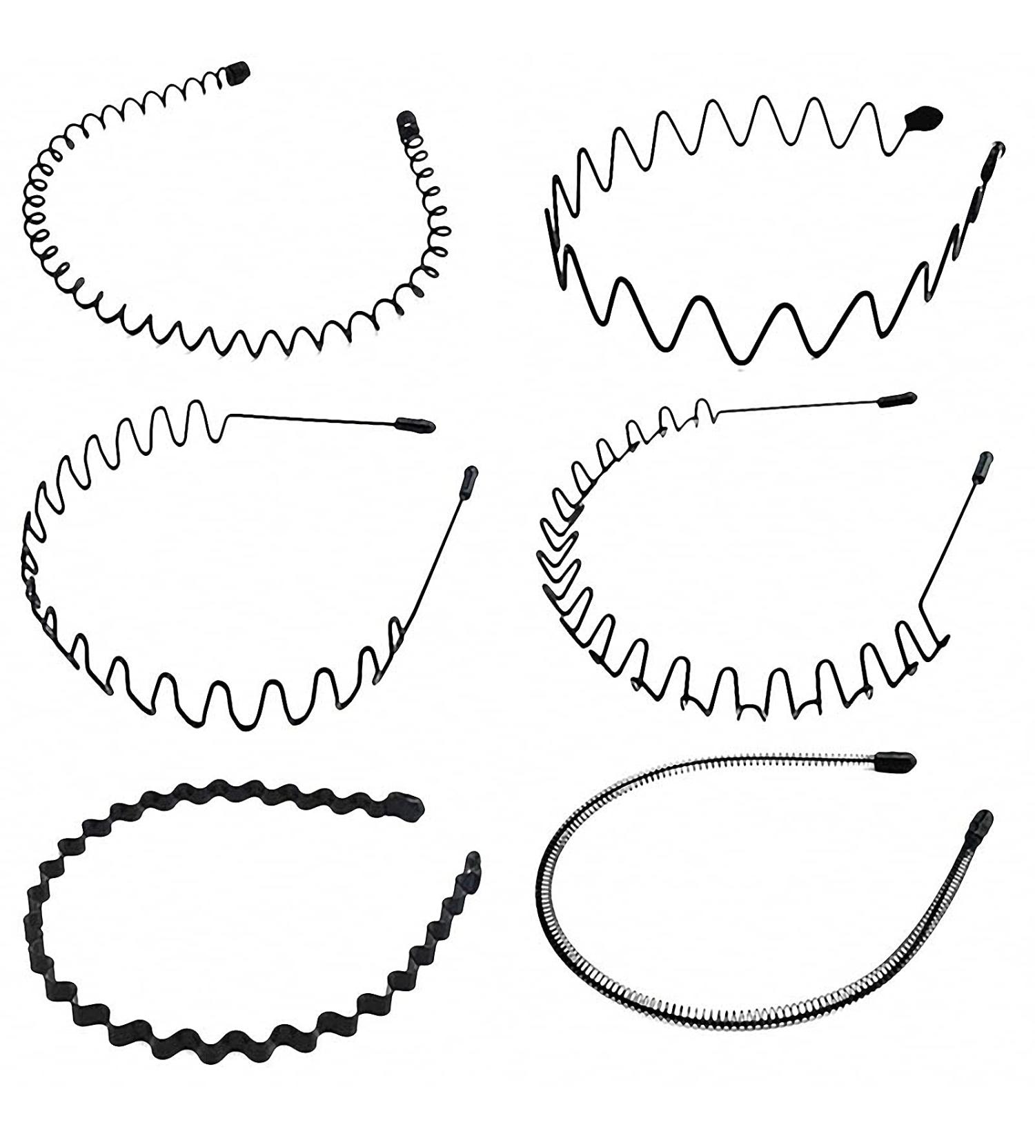 6 Pieces Unisex Black Wave Headbands - Slip-Resistant Elastic Hair Accessories for Men & Women | Perfect for Sports & Daily Wear - Buy Online on GoSupps.com