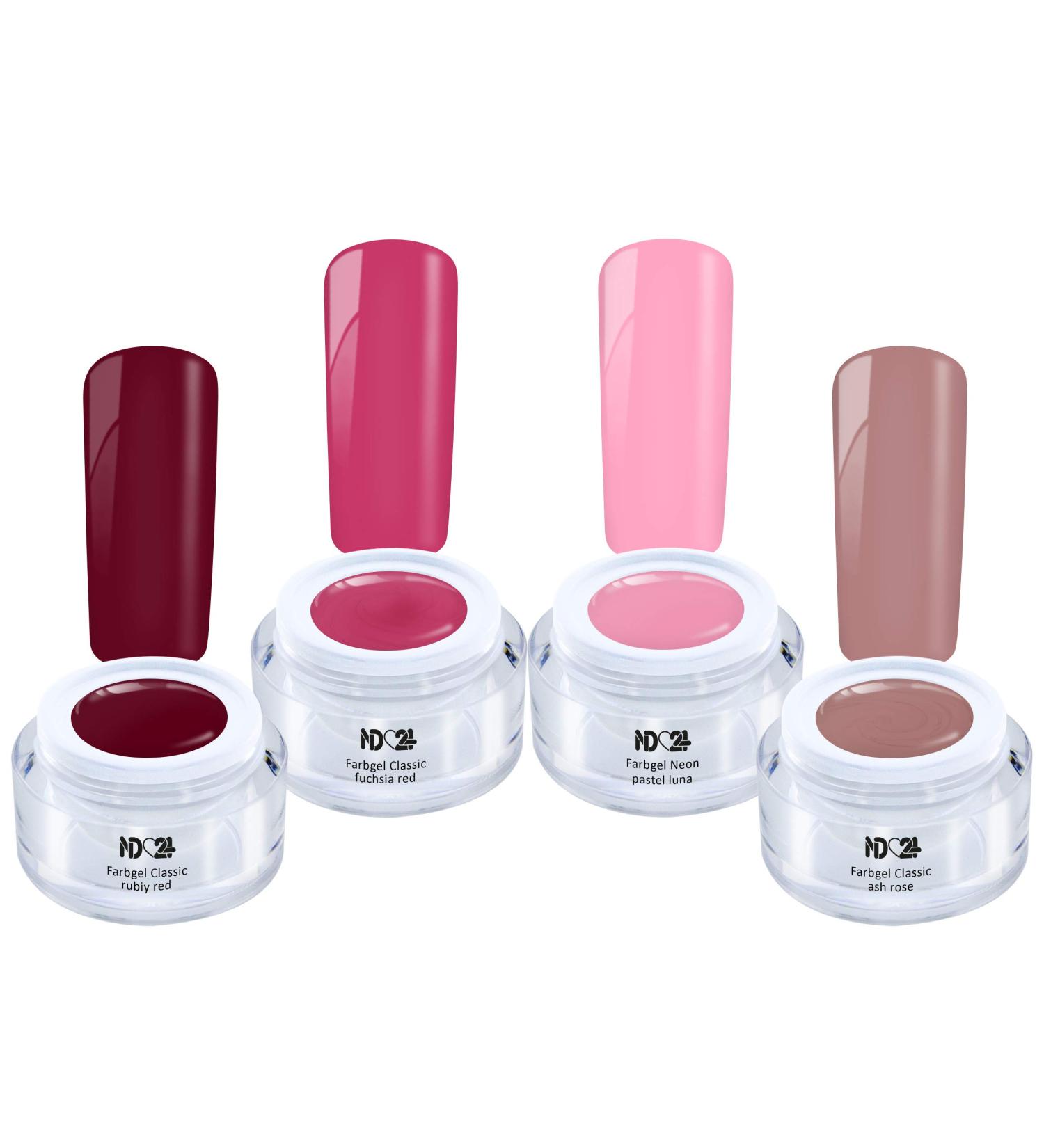Pink Diamonds Collection Set - Red & Pink Gel Nail Colors - Made in Germany | 4 x 5ml - International Shipping - Buy Online on GoSupps.com