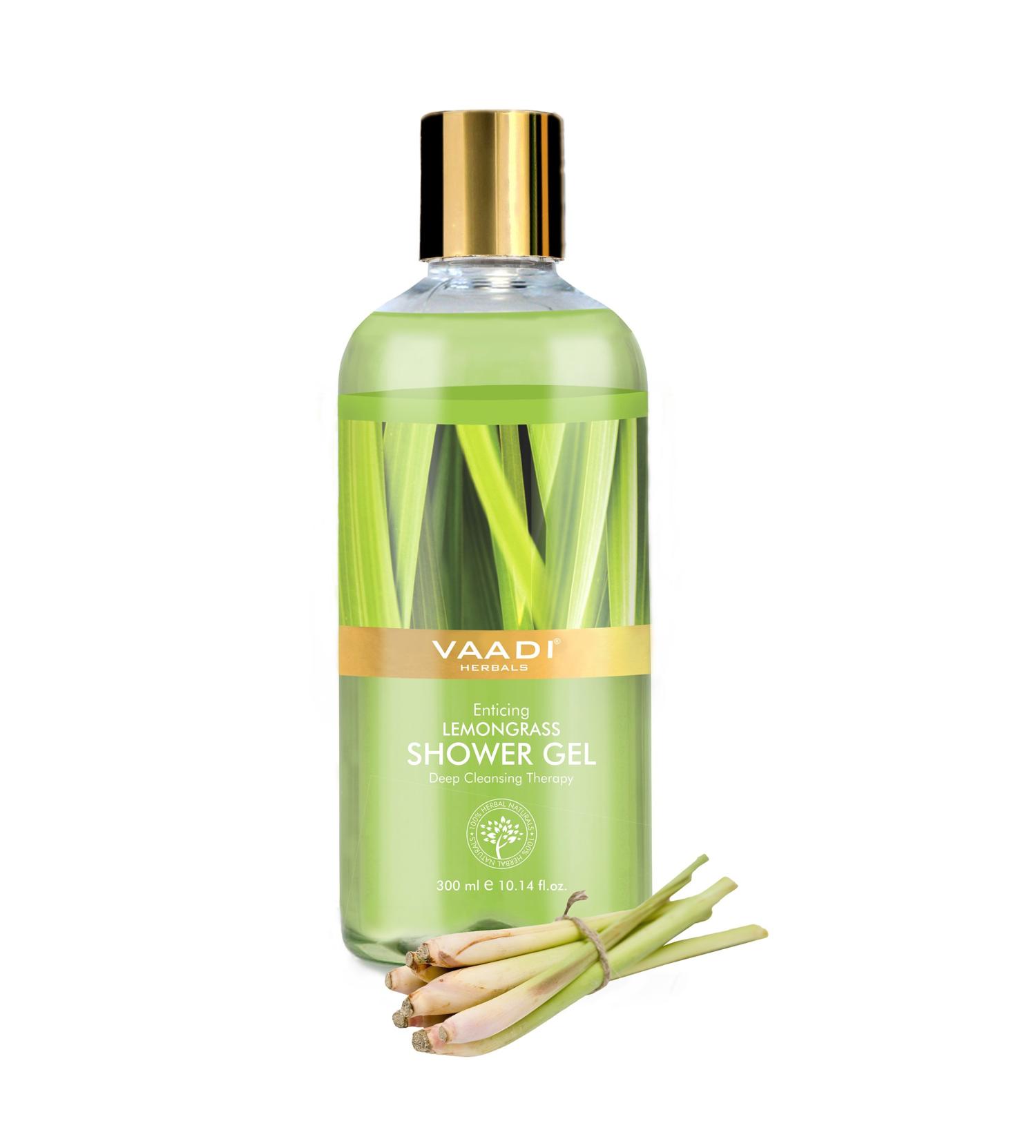 Vaadi Herbals Organic Shower Gel Enticing Lemongrass Body Wash Sulfate Free Bath Gel - All Skin Type - 300ml - Buy Online on GoSupps.com