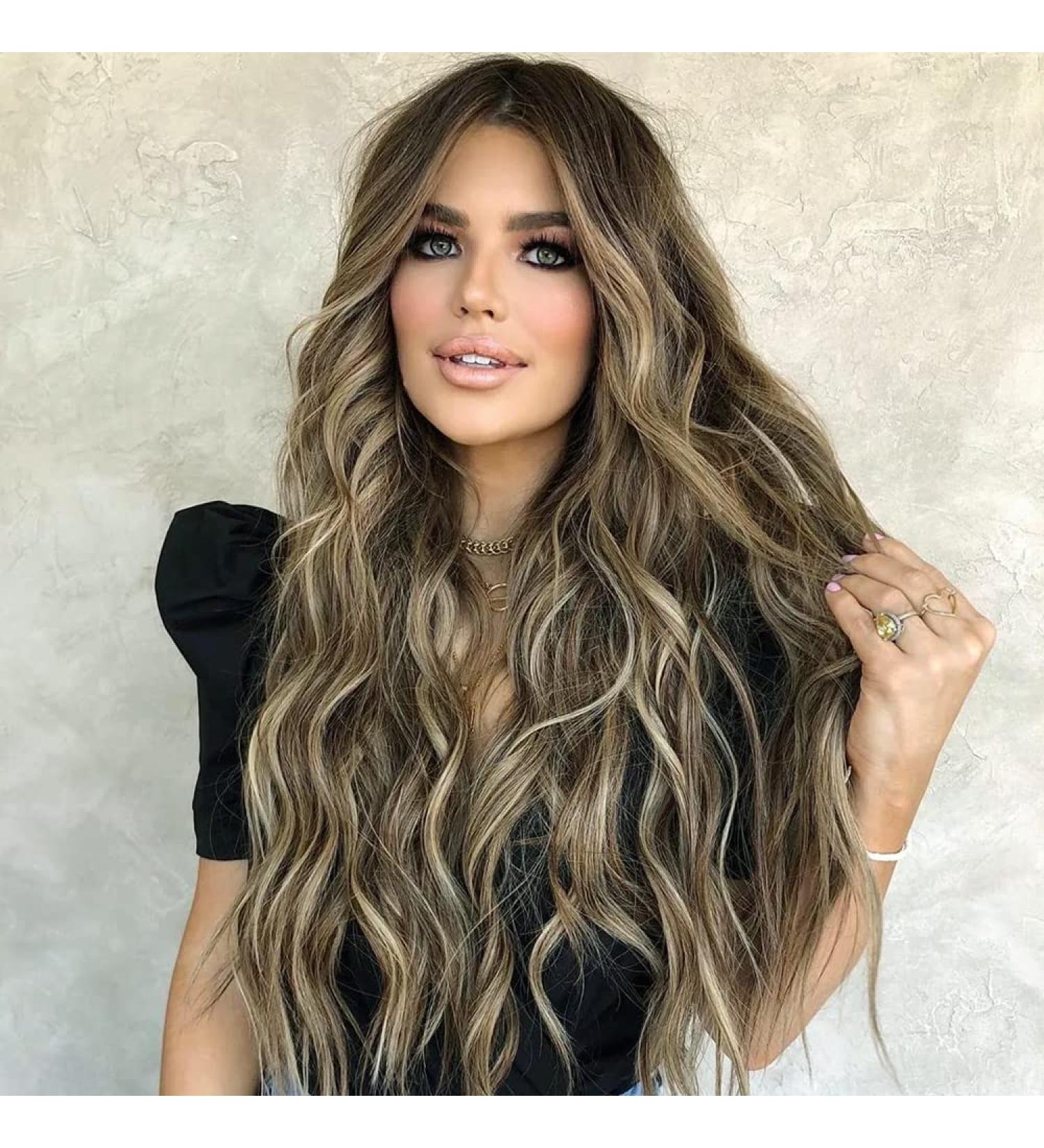 Lativ 26 Long Wavy Ombre Brown Mix Ash Blonde Synthetic Wig for Women - Heat Resistant Hair for Daily & Party Use - Buy Online on GoSupps.com