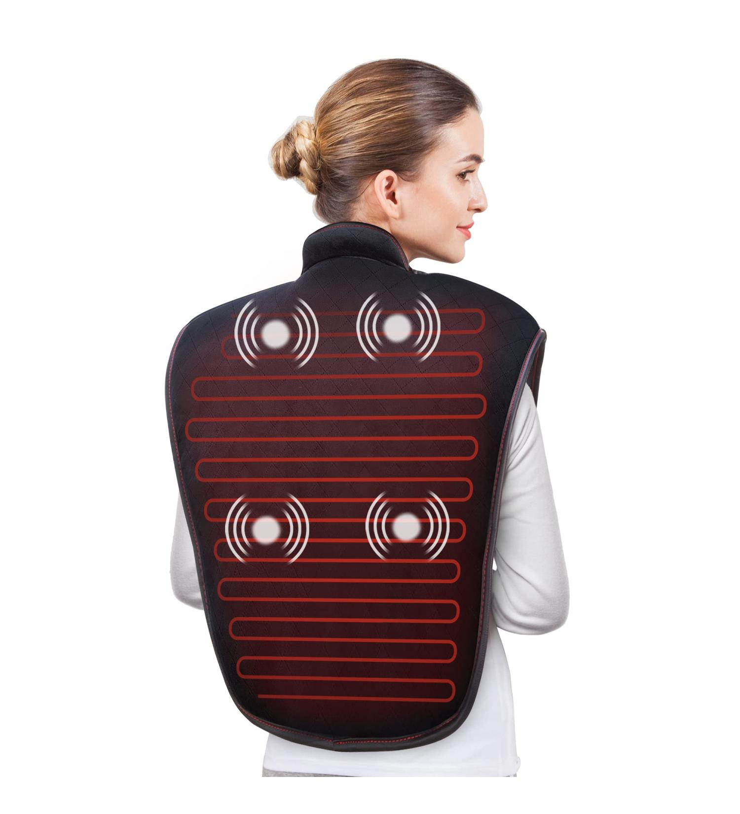 Snailax Heating Pad for Neck and Shoulders - Large Electric Back Wrap with Massager | Fast Heating for Back Pain Relief - 5 Massage Modes, Auto Shut Off | Gifts for Women Men - Buy Online on GoSupps.com