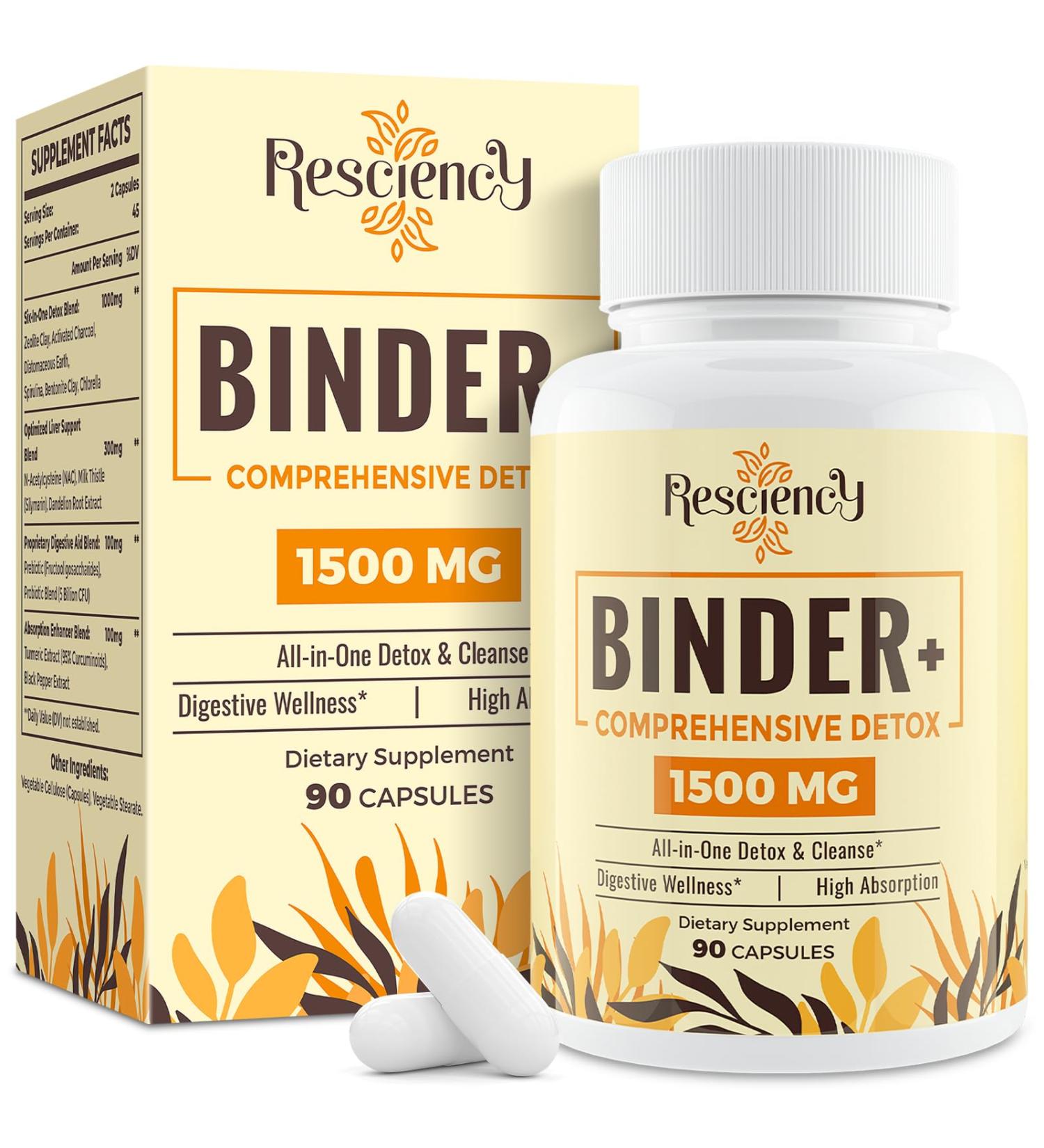 6-in-1 Detox Binder Supplement | 1500 MG Liver Detox Cleanse | Activated Charcoal & Zeolite Clay | Maximum Absorption | 90 Vegetarian Capsules - Buy Online on GoSupps.com