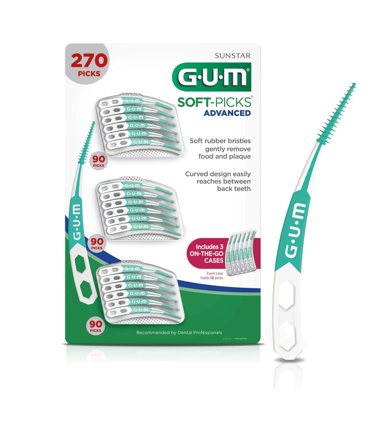 GUM-6505A Soft-Picks Advanced Dental Picks 90 Count (Pack of 3) - Oral Care Essentials - Buy Online on GoSupps.com