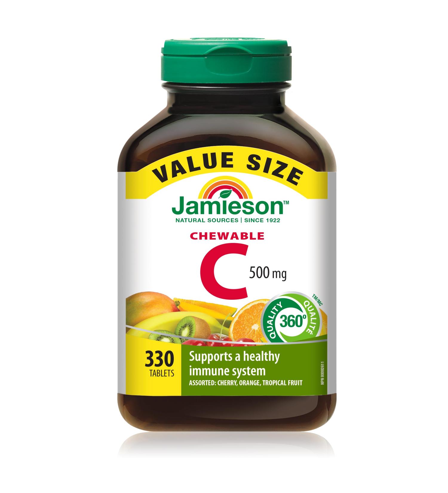 Jamieson Chewable Vitamin-C 500mg Value Supplement Pack(330 Count) Mixed 3 Flavors - Buy Online on GoSupps.com