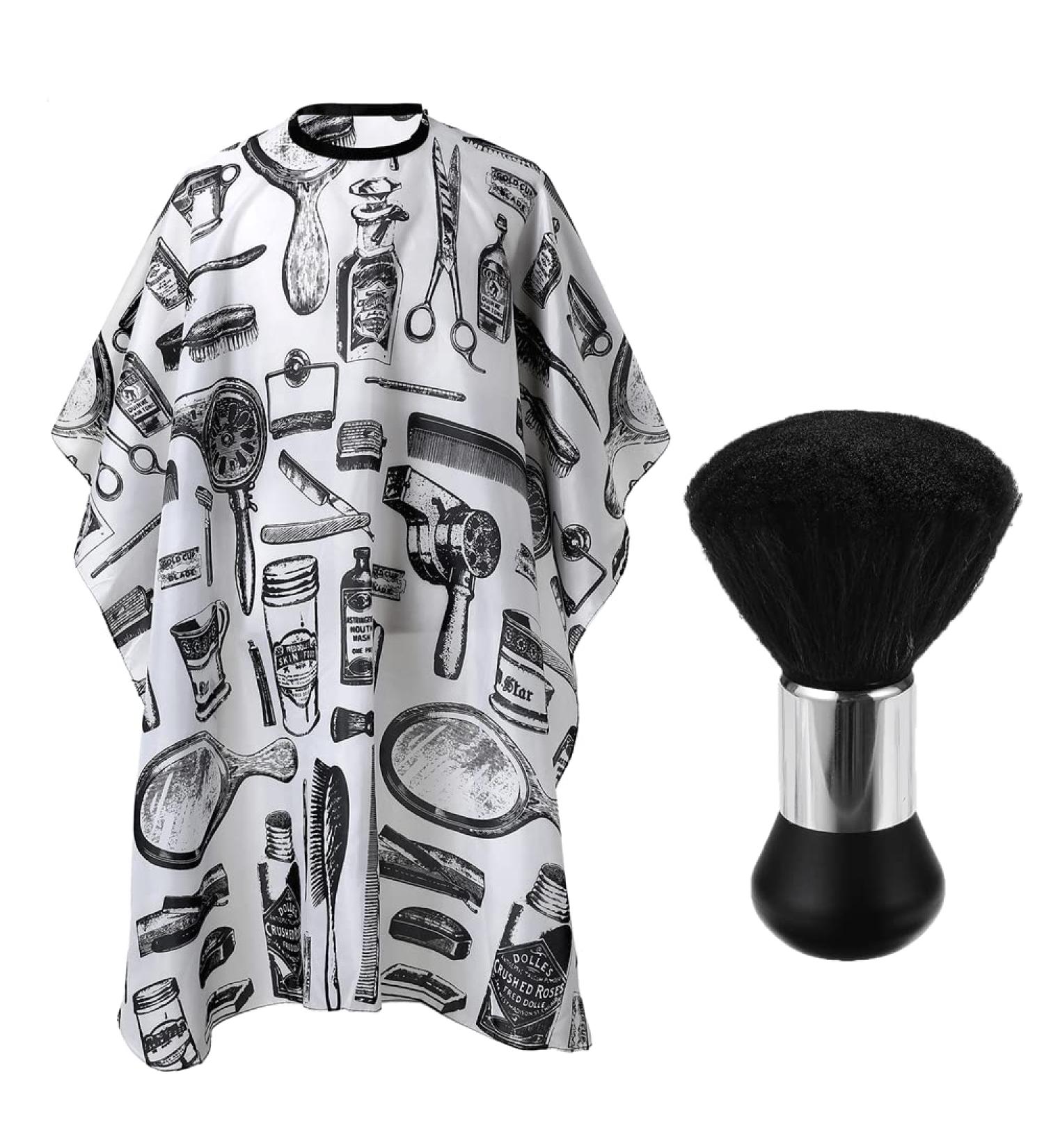 Borogo Waterproof Barber Cape - Professional Hair Cutting Apron with Snap Closure | White & Black - Buy Online on GoSupps.com
