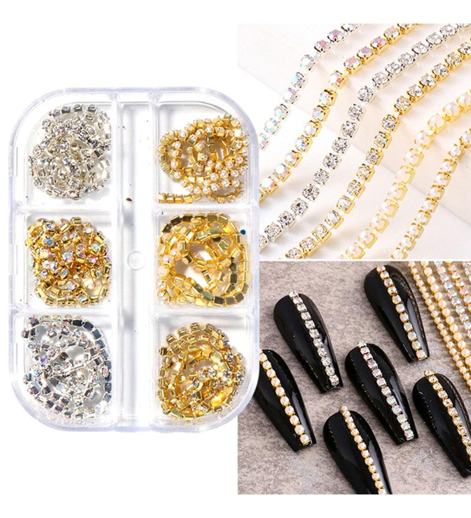 LANCHEN 3D Nail Diamonds Chains - Premium Metallic Nail Art Supplies & Glitter Jewels for Stunning Nail Designs - Buy Online on GoSupps.com