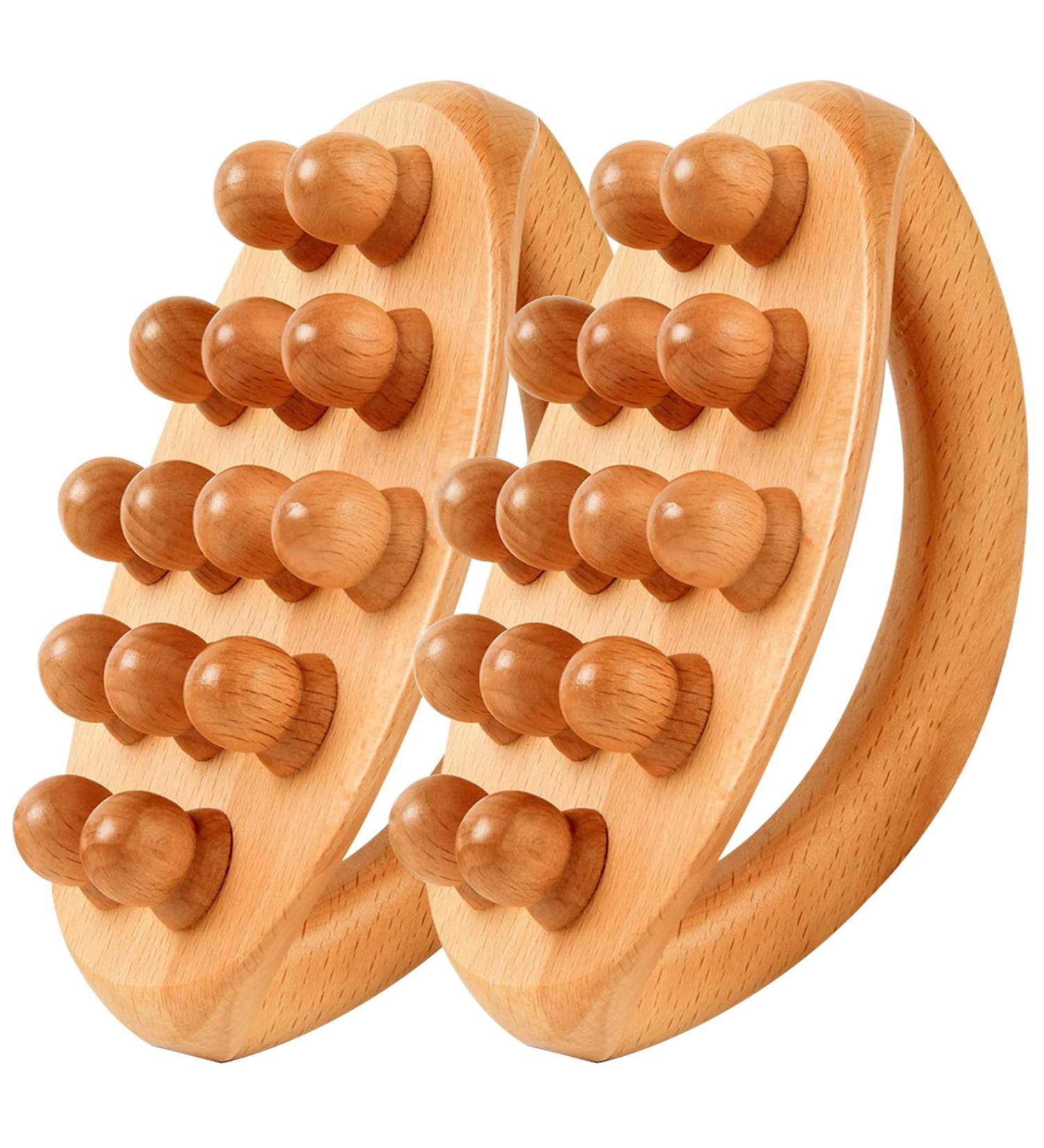 Holz Therapy Massage Tools | 2PCS Massage Tub with Handle & 14 Pearl Cellulite Scales for Body Shaping & Lymphatic Drainage - Buy Online on GoSupps.com