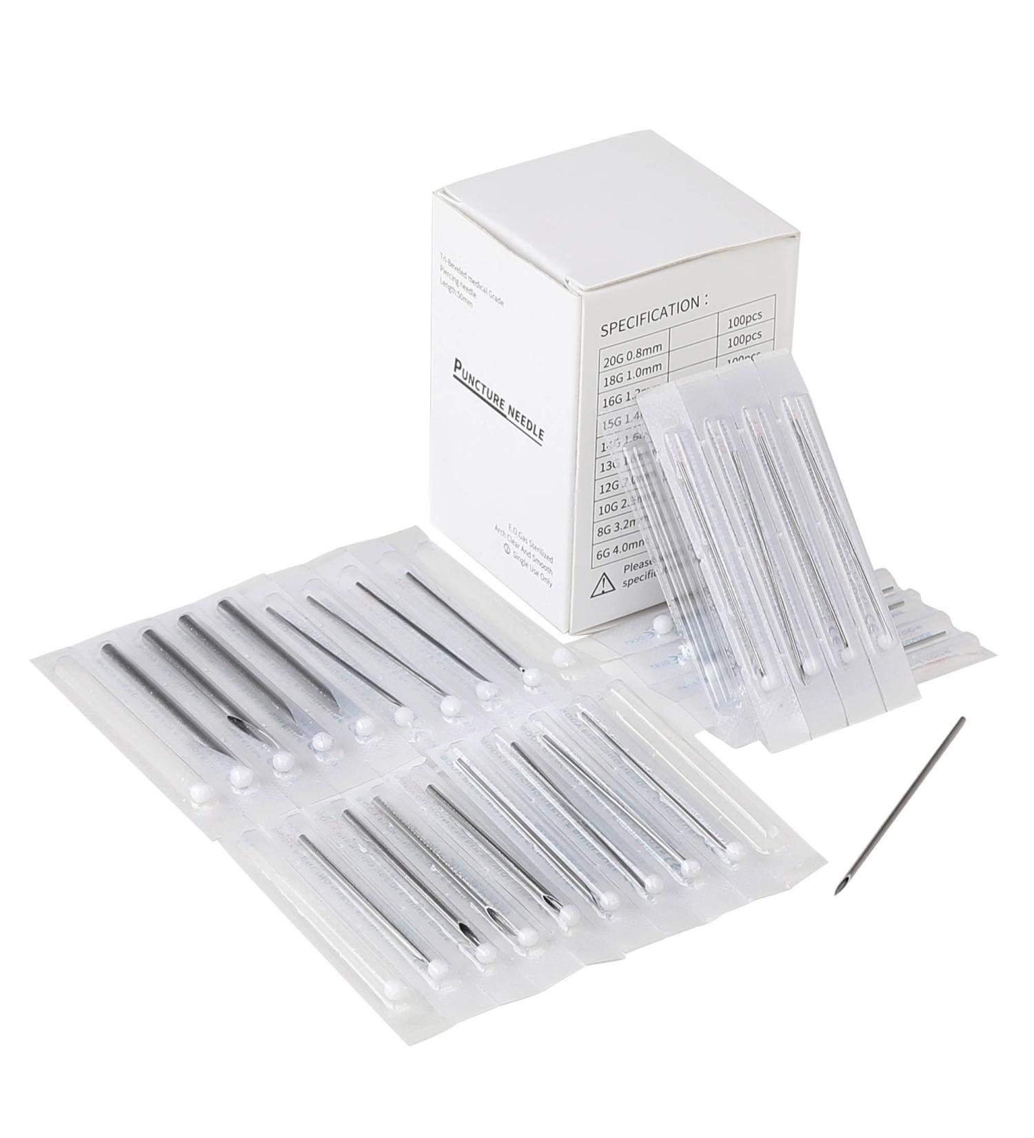 Chrontier 100PCS Sterilized Surgical Steel Body Piercing Needles 15G 1.4mm Gauge - Professional Piercing Tool Supply for Ear, Nose, Lip, Navel, and More - Buy Online on GoSupps.com