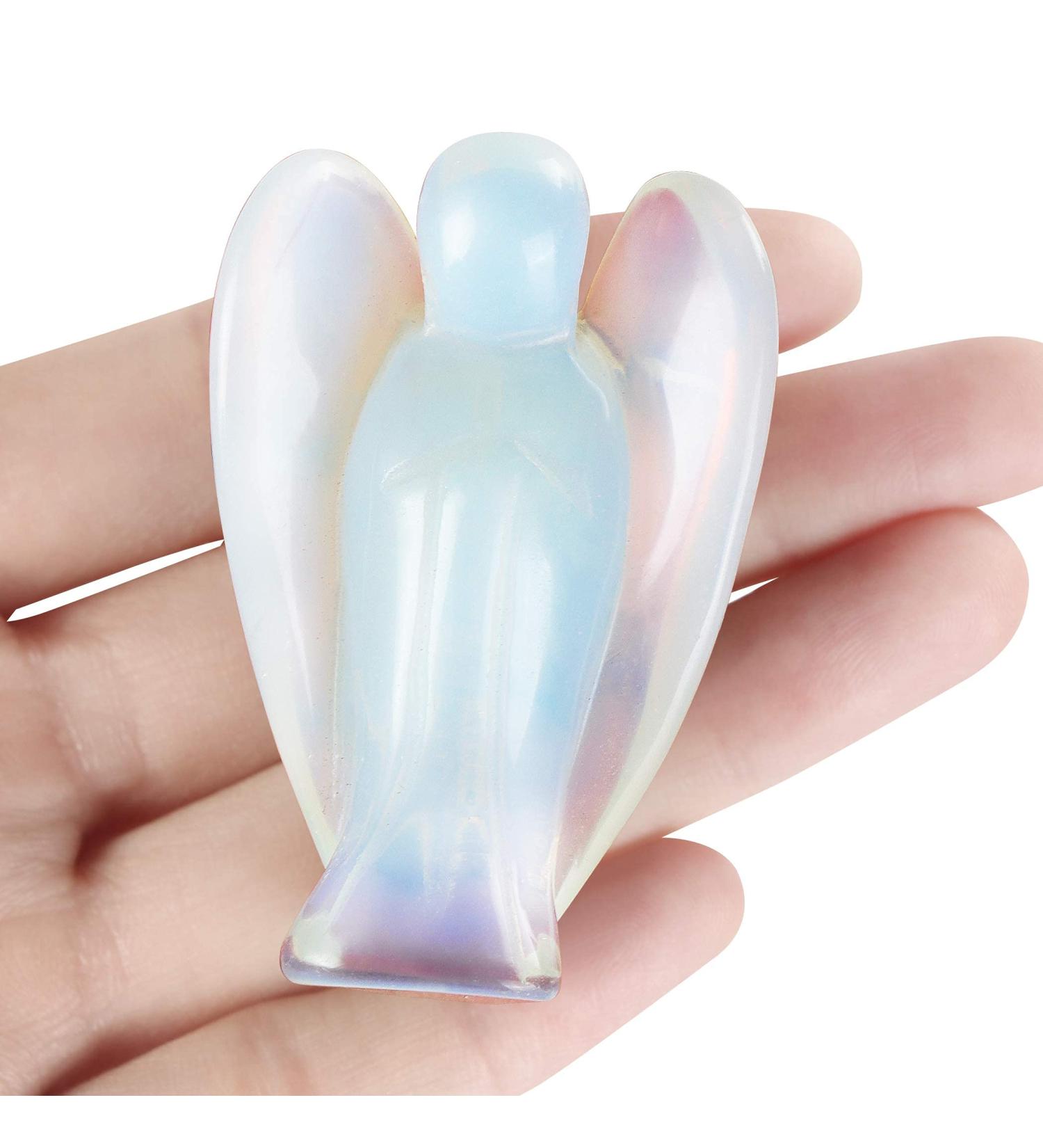 Artistone Opalite Angel Crystal Hand-Carved 2.0 Inch Healing Guardian Gemstone Statue Thanksgiving Guardian Gift Pocket Angel with Gift Box (Opalite) - Buy Online on GoSupps.com