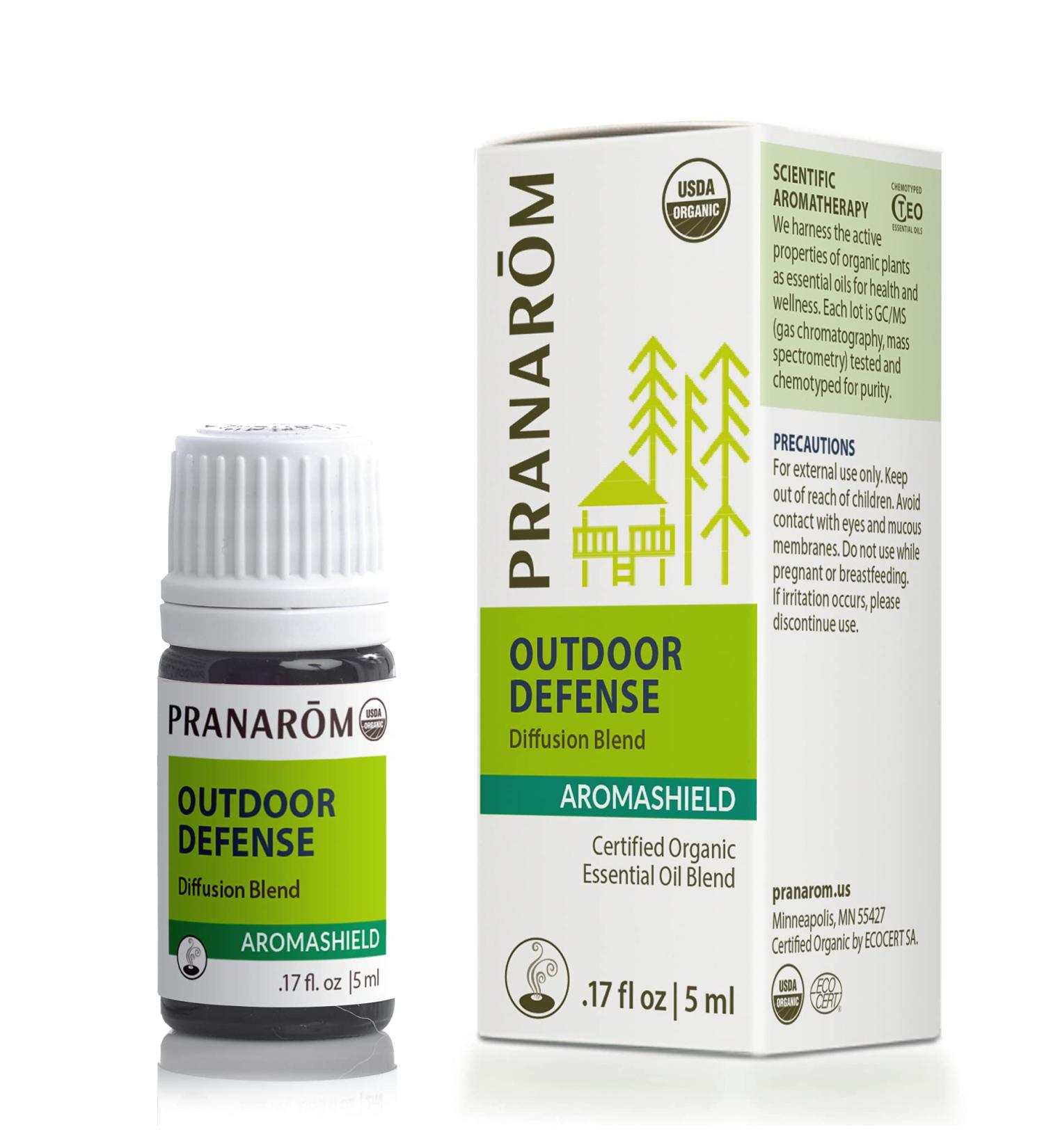 Pranarom - Aromashield Outdoor Defense Diffusion Blend (5ml) - Lemongrass Citronella Orange & Tea Tree- 100% Pure Essential Oil Blend for Outdoor Protection | USDA and ECOCERT Certified Organic