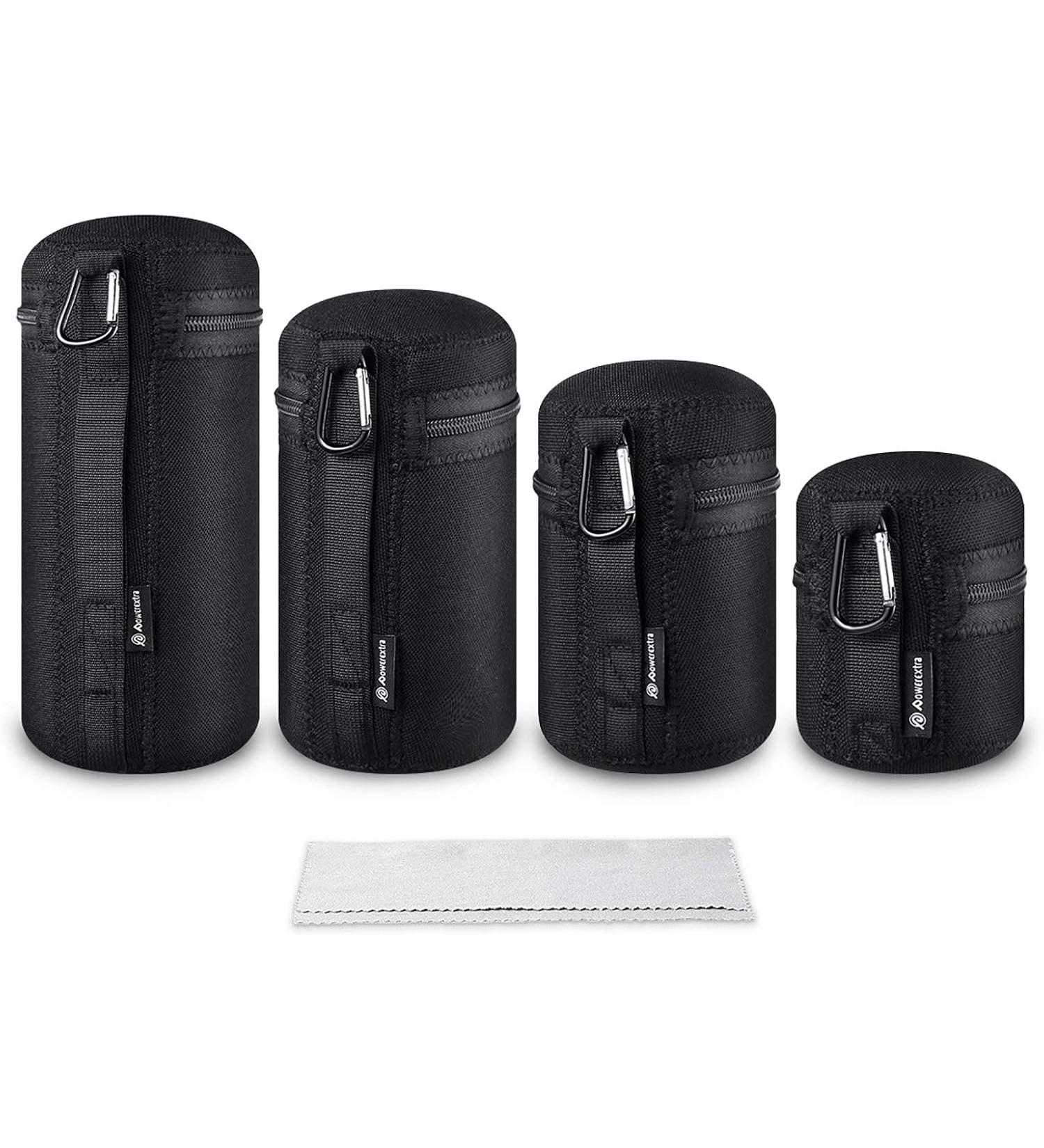 Powerextra 4x Zipper Lens Case Lens Pouch Bag with Thick Protective Neoprene for DSLR Camera Lens Fit for CA Nikon Sony Olympus Panasonic Includes - Small Medium Large XL Size - Buy Online on GoSupps.com
