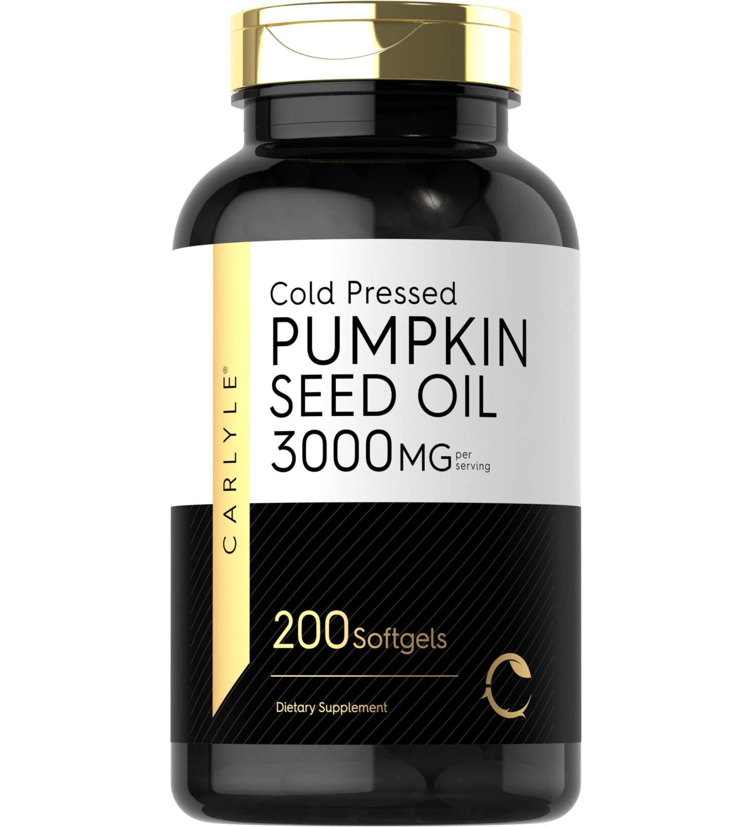Carlyle Cold Pressed Pumpkin Seed Oil 3000mg - 200 Softgels | Premium Dietary Supplement - Buy Online on GoSupps.com