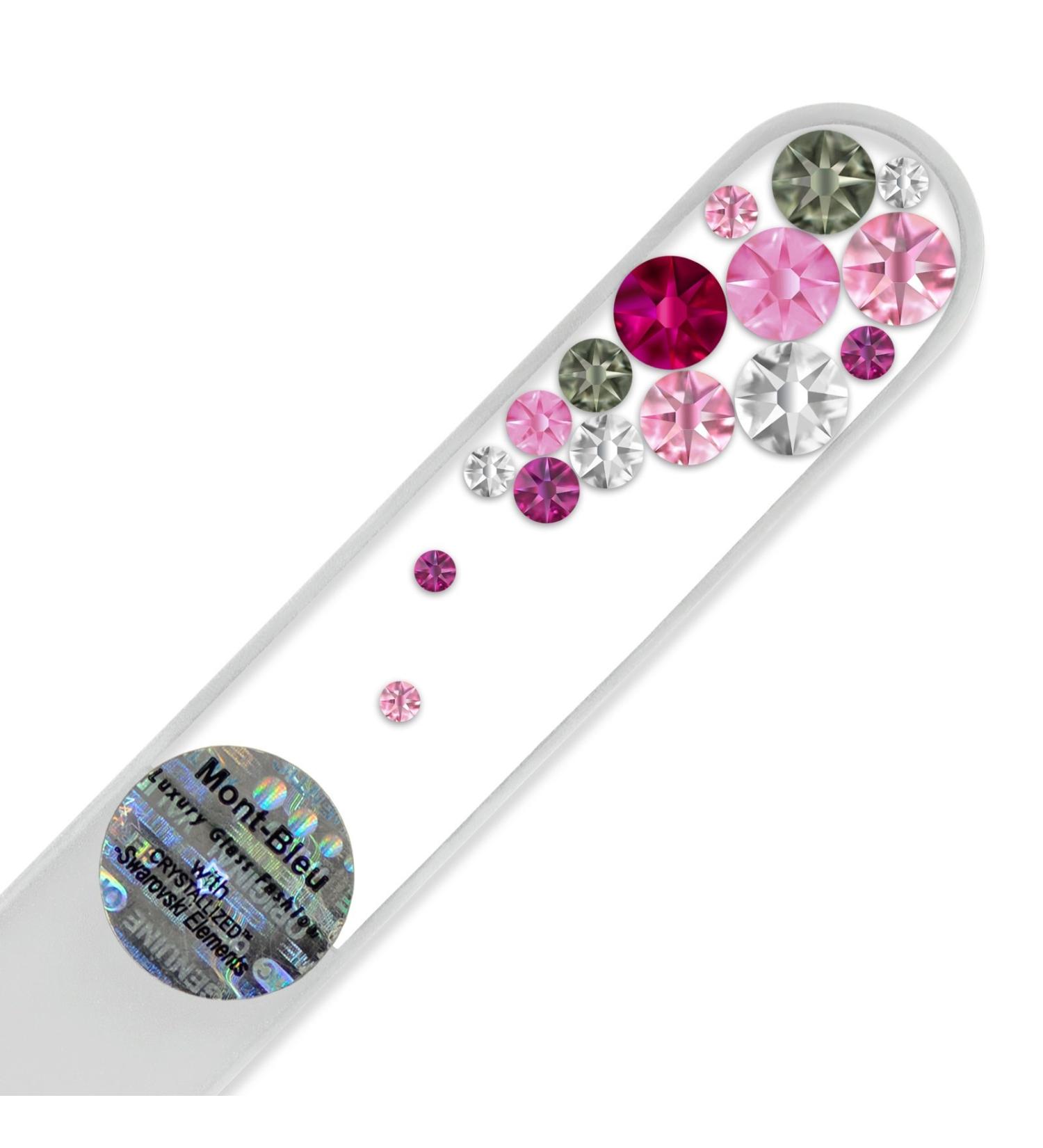 Mont Bleu Crystal Nail File with Swarovski Elements Hand Made Czech Tempered Glass Lifetime Guaranty in Suede Sleeve (Pink) - Buy Online on GoSupps.com