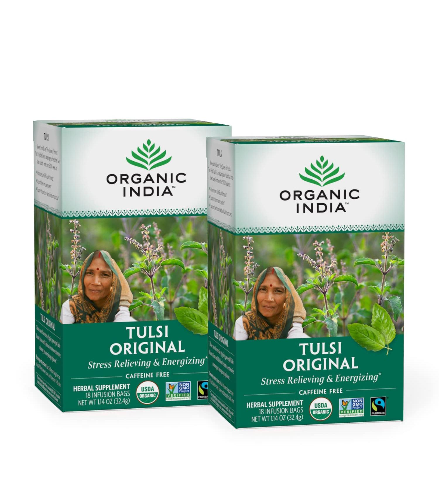 Buy Organic India Tulsi Tea Original - Caffeine-Free 18 Bags (1.14 oz) | Herbal Wellness - Buy Online on GoSupps.com