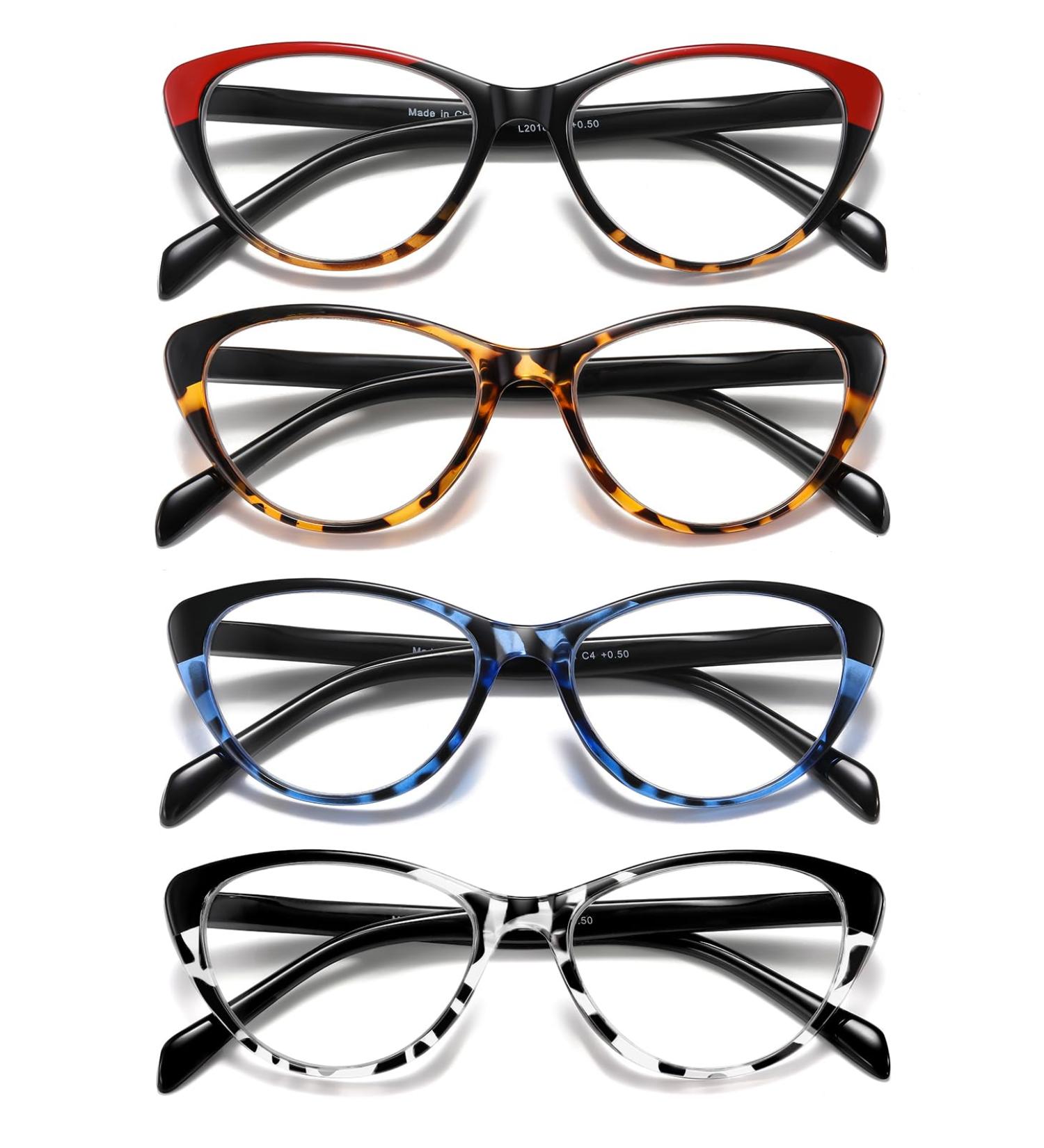 4 Pack Cat Eye Reading Glasses for Women - Blue Light Blocking Anti-Glare Readers (2.5 Diopters) - Stylish Fashion Eyewear - Buy Online on GoSupps.com