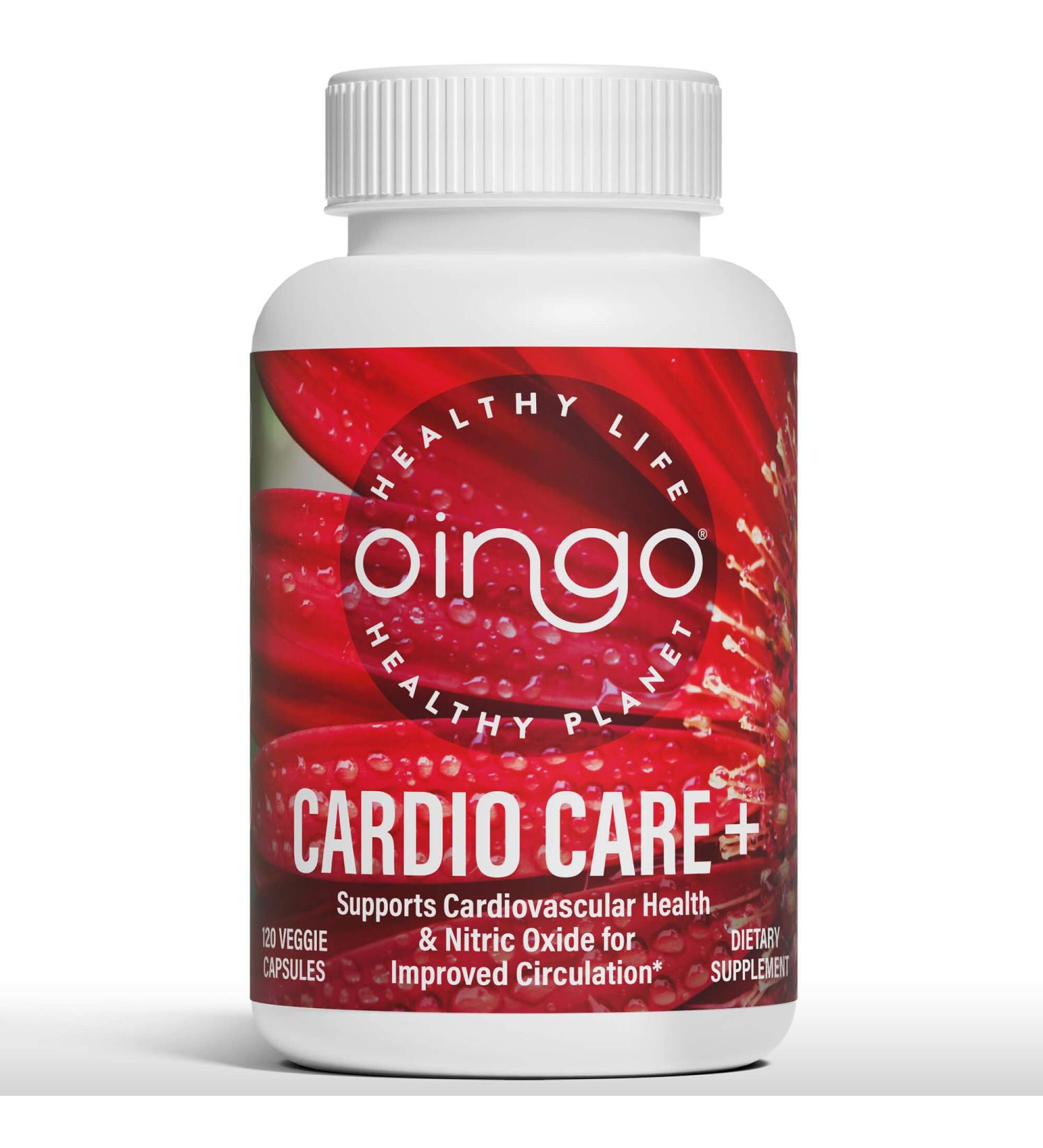 Oingo Cardio Care + Heart Health Formula Nitric Oxide Booster with Beet Root Powder Grape Seed Extract Taurine B Vitamins for Blood Flow & Blood Pressure Support Gluten Free 120 Veggie Capsules - Buy Online on GoSupps.com