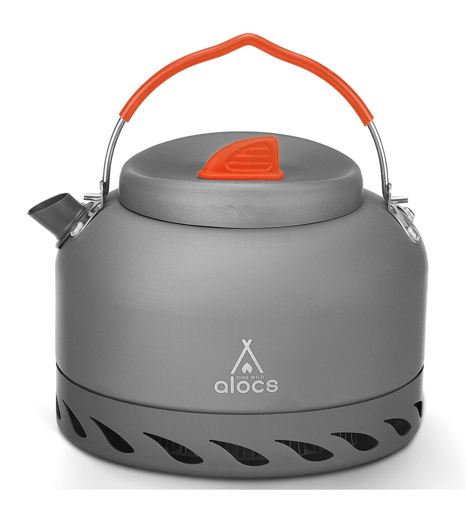 Alocs 1.3L Camping Kettle with Heat Exchanger - Portable Aluminum Tea Kettle for Outdoor Hiking and Picnic - Buy Online on GoSupps.com
