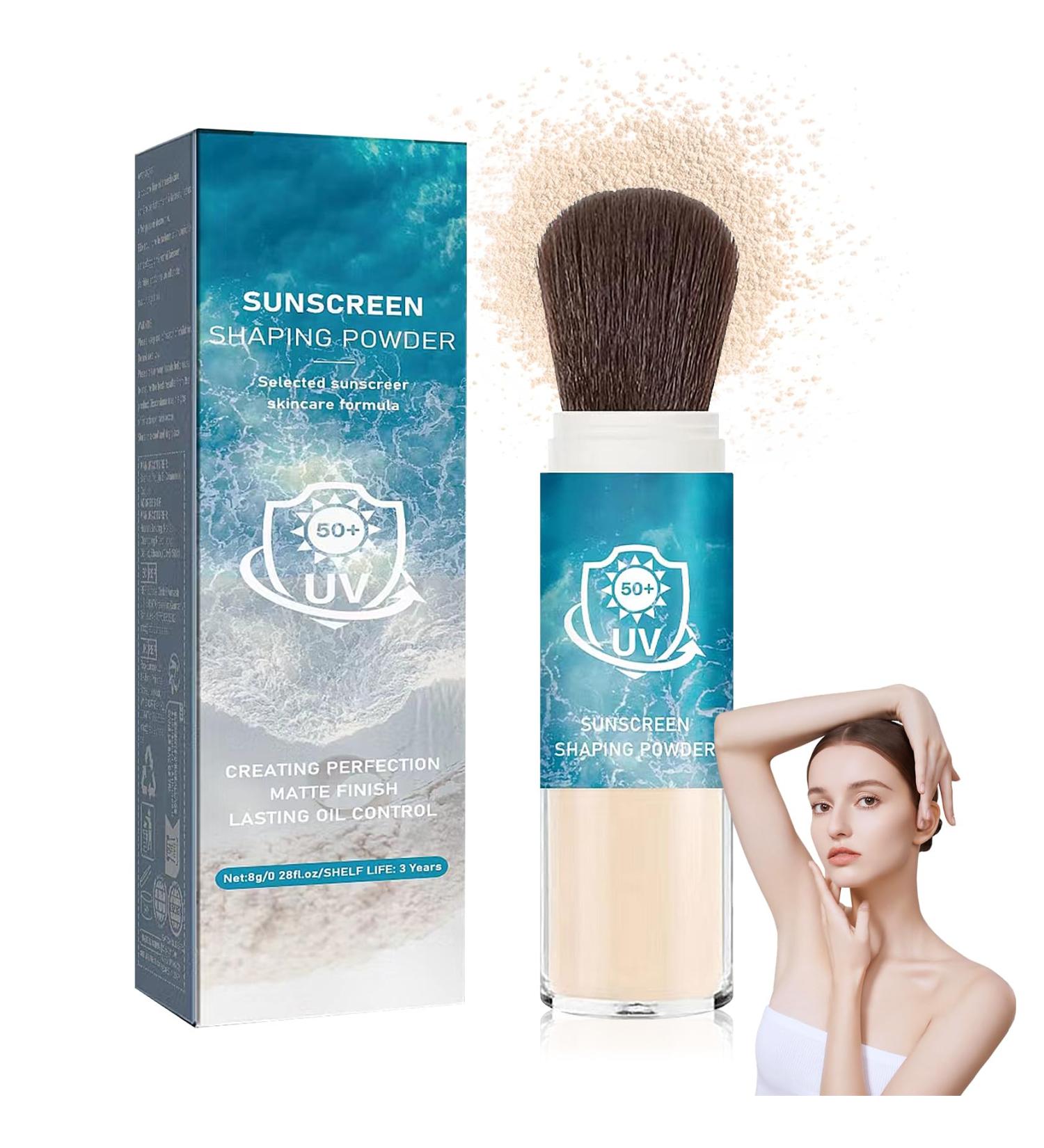 Mineral Face Sunscreen Setting Powder | SPF 50+ Waterproof Oil Control - Lightweight Brush-On Sunscreen for All Skin Types - Buy Online on GoSupps.com
