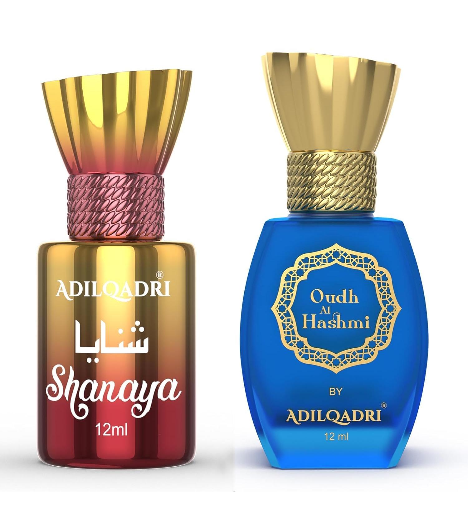 Adil Qadri Shanay'a & Oudh Al Hashmi Attar Combo | Arabic French & Sweet Scent | Long Lasting Alcohol-Free Roll-On Attar For Men & Women | Pack of 2-12ML Each