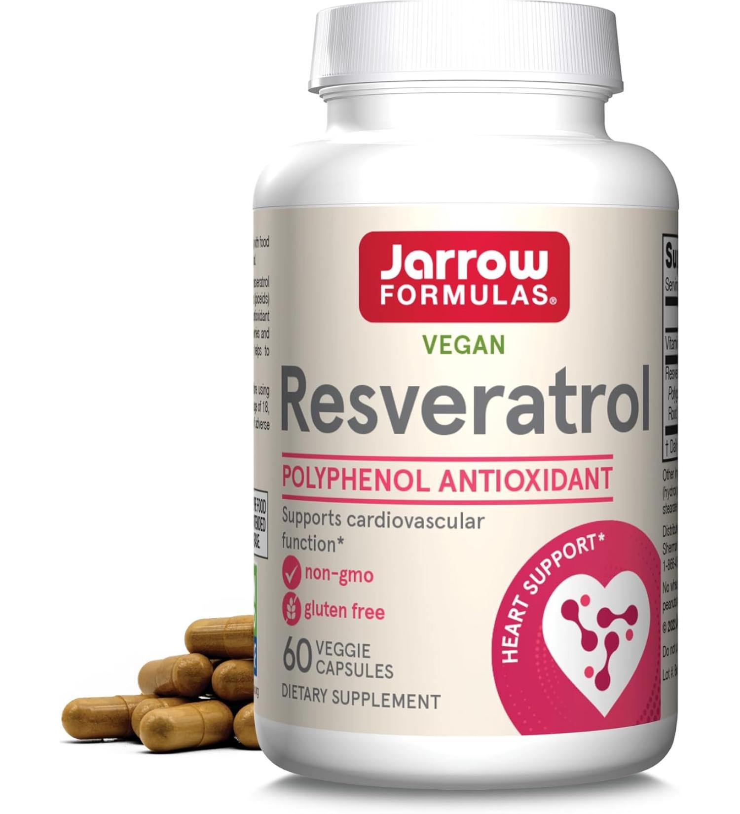 Jarrow Formulas Resveratrol 100 mg â€“ 60 Veggie Caps for Antioxidant Support - Buy Online on GoSupps.com