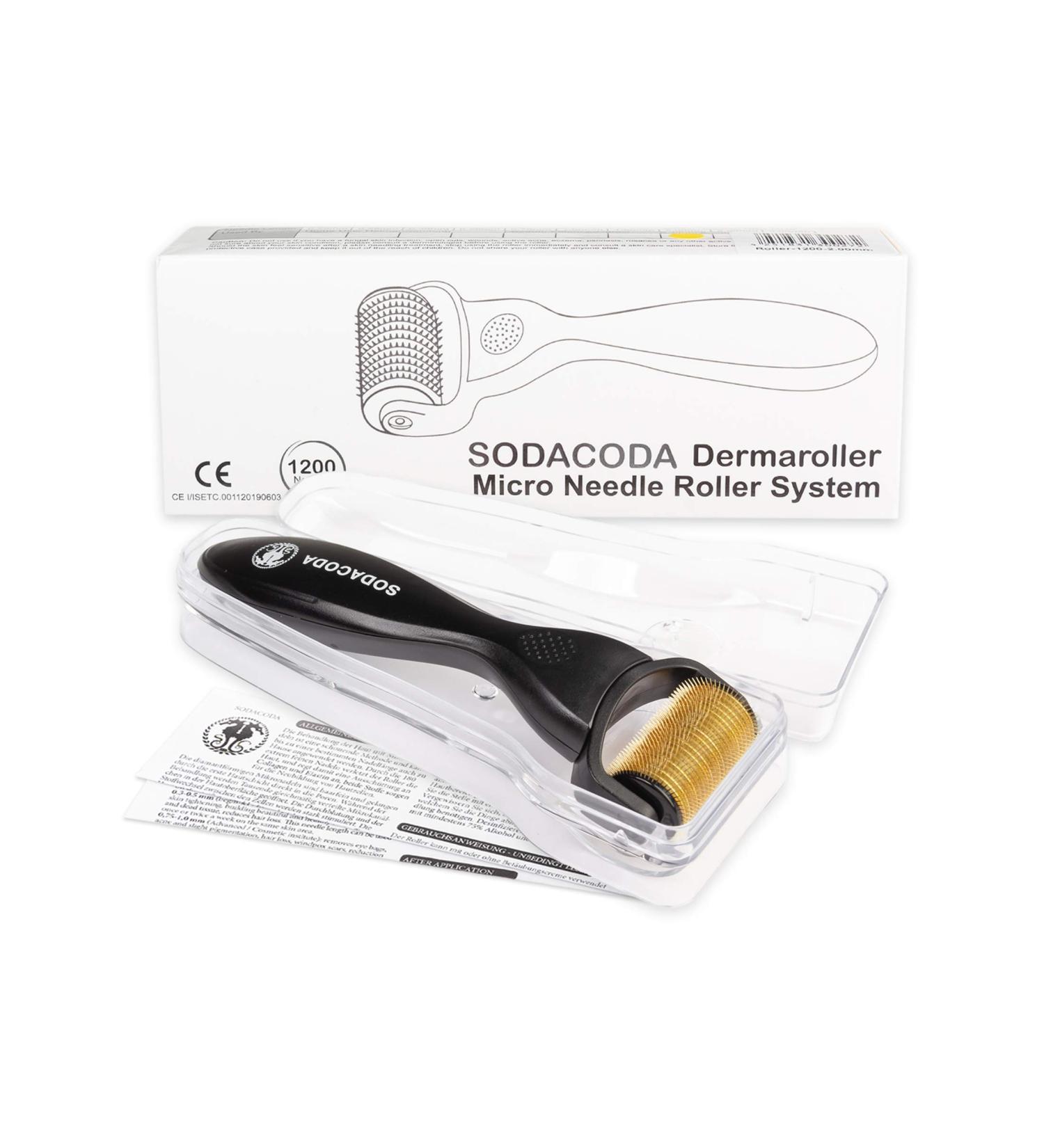 Sodacoda 1200 TITANIUM Micro Needles Derma Roller for mild acne scars mild chicken pox scars mild ice pick scars anti ageing treatments thinning hair remove pigmentation graying hair -1.0 mm - Buy Online on GoSupps.com