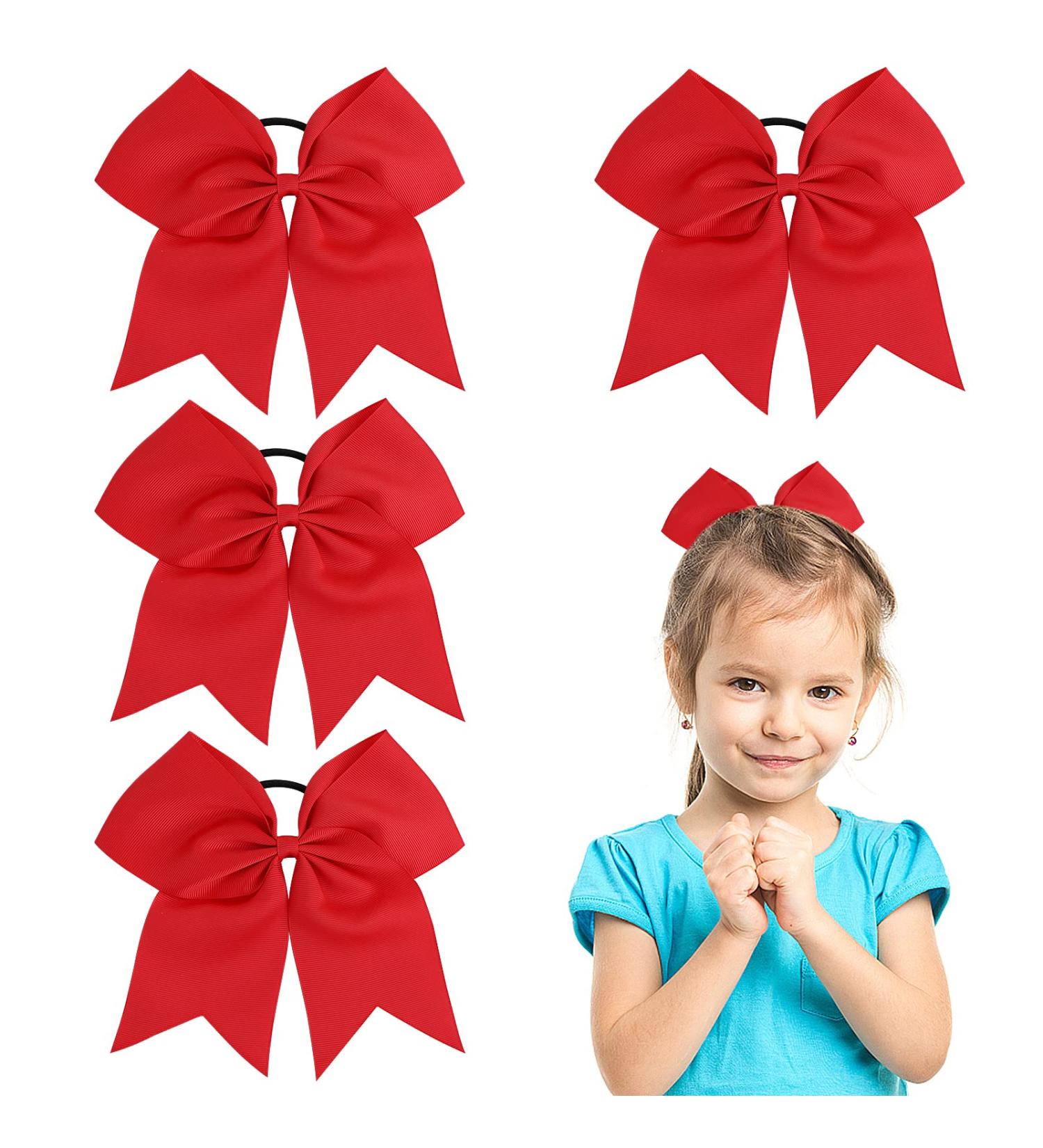 Molain Large Red 4-Piece Hair Tie Set - 20.3 cm Ponytail & Braid Accessories for Toddlers Girls & Women - Perfect for Cheerleader Outfits & Uniforms - Buy Online on GoSupps.com