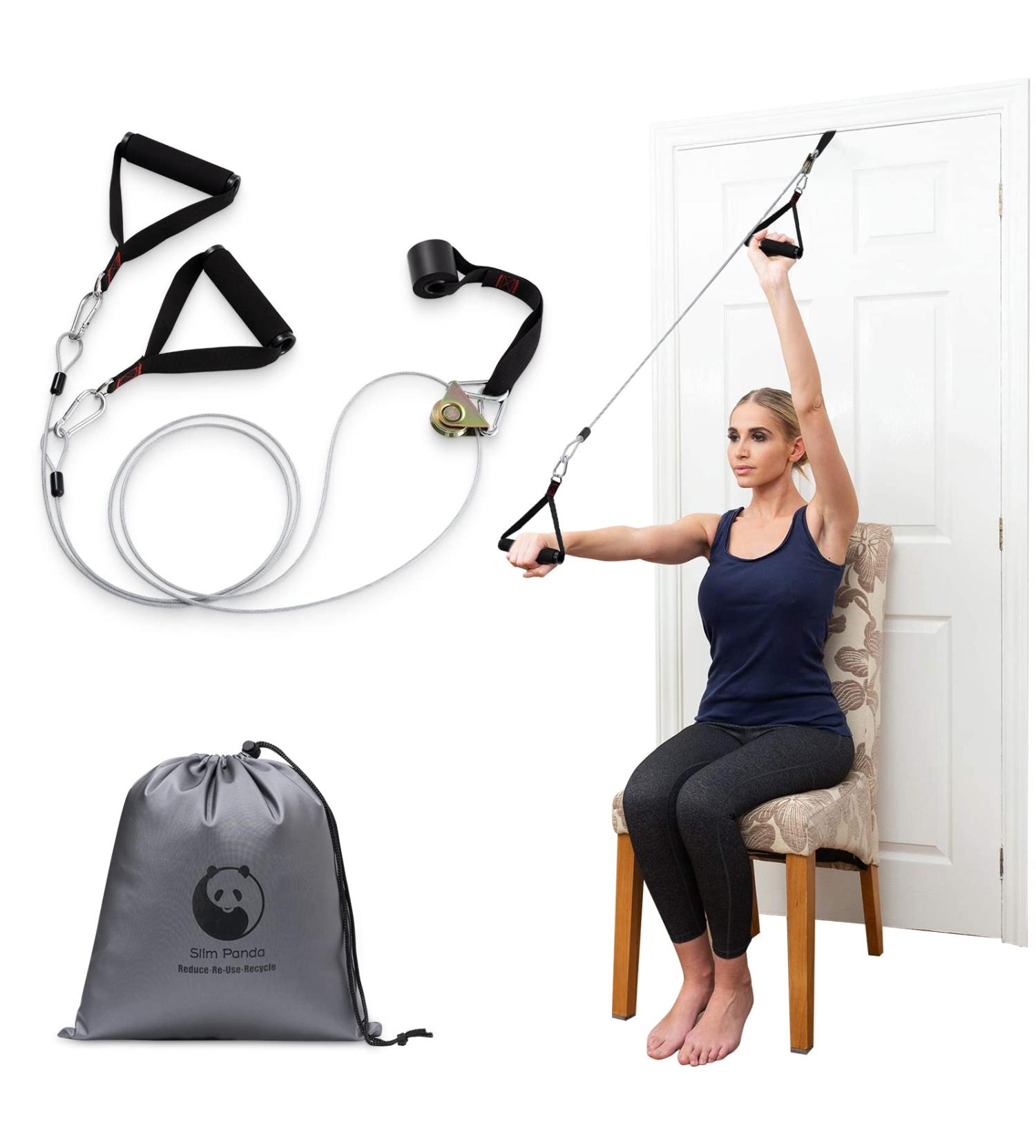 Slim Panda Shoulder Pulley for Rotator Cuff Rehab - Over The Door System for Physical Therapy, Improves Flexibility and Mobility Range of Motion - Buy Online on GoSupps.com