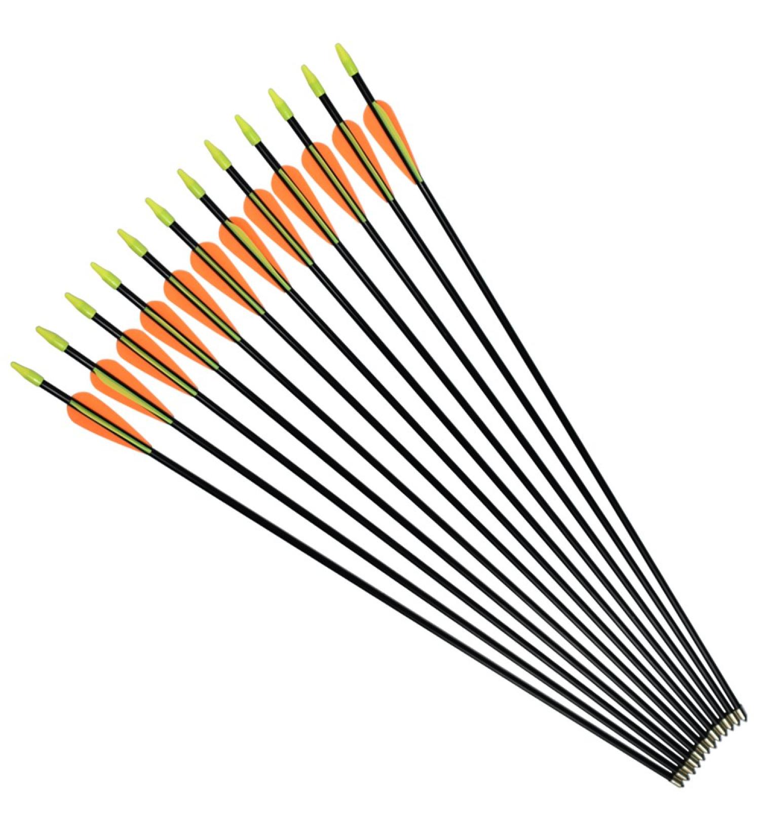 NIKA ARCHERY Fiberglass Arrows 12 pcs 28 inch Black Shaft for Youth Recurvebow Compound Bow Shooting - Buy Online on GoSupps.com